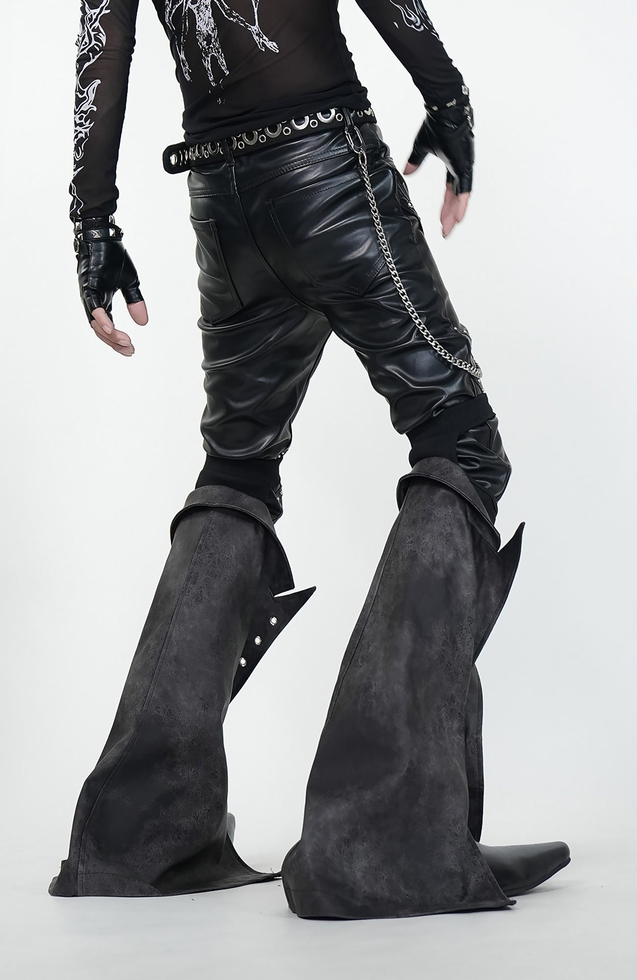 VE2 Convertible Moto Faux Leather Flare Pants