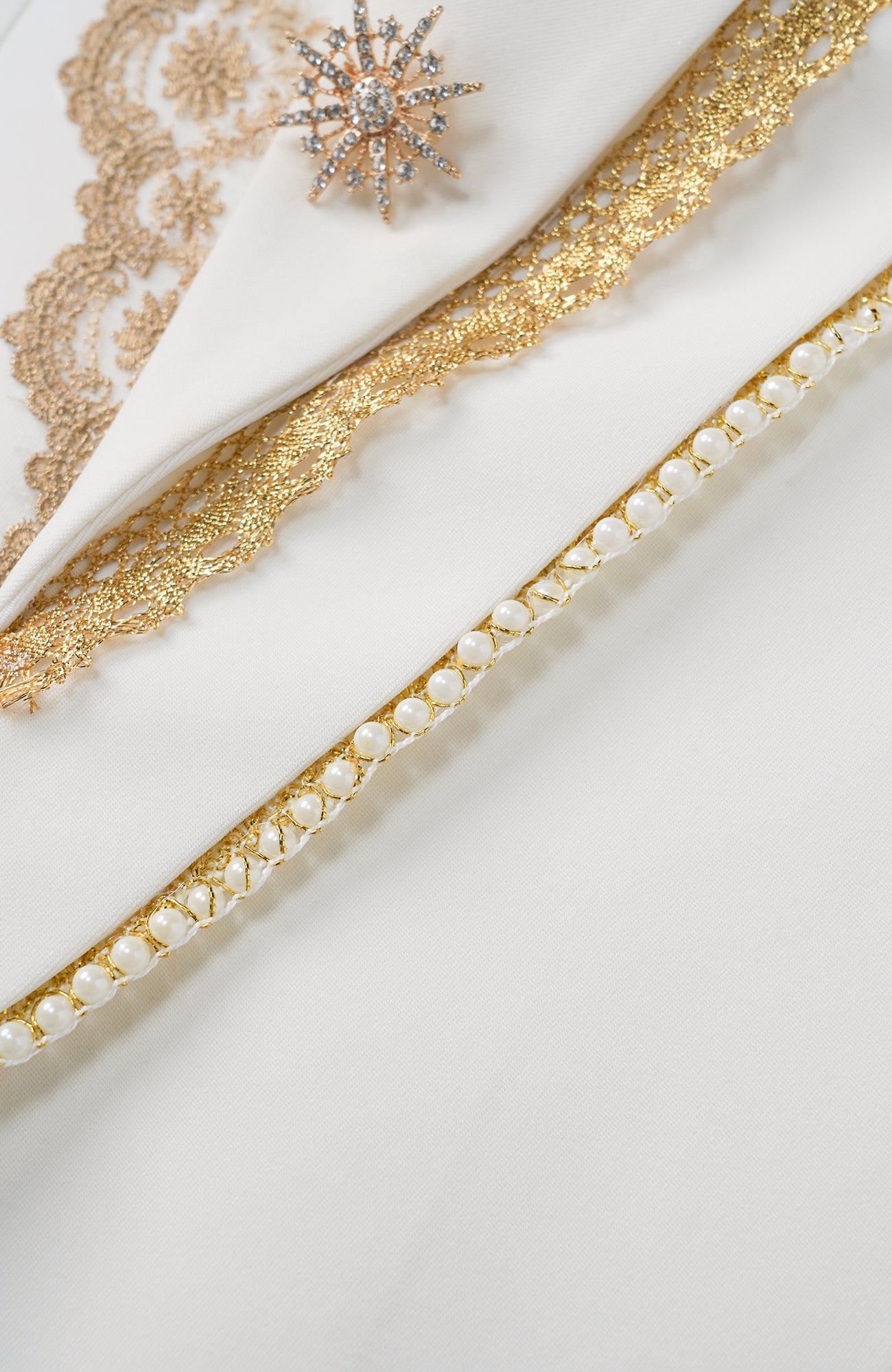 SHANG JIE Gold Trim Tuxedo Blazer