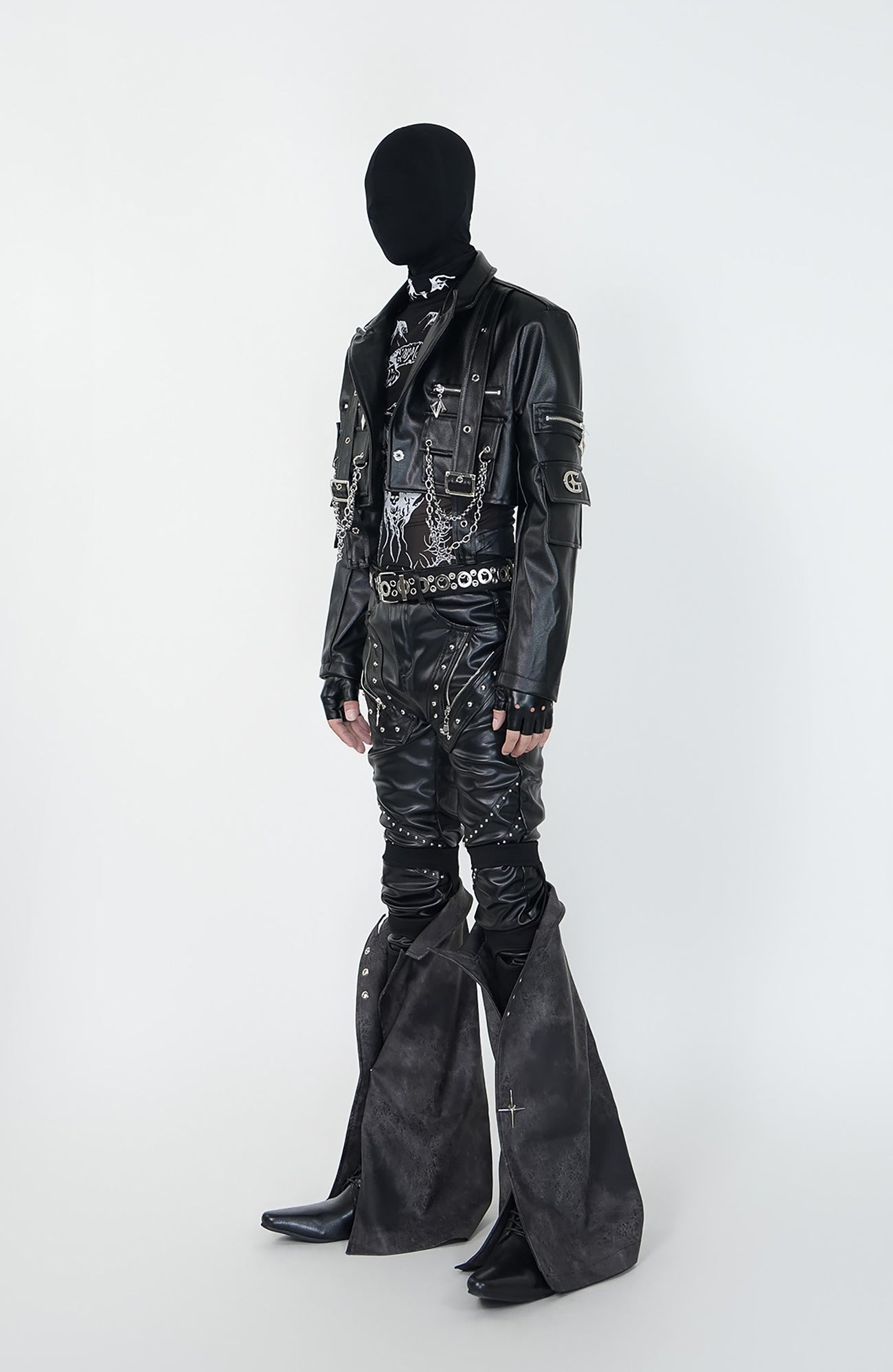 VE2 Convertible Moto Faux Leather Flare Pants