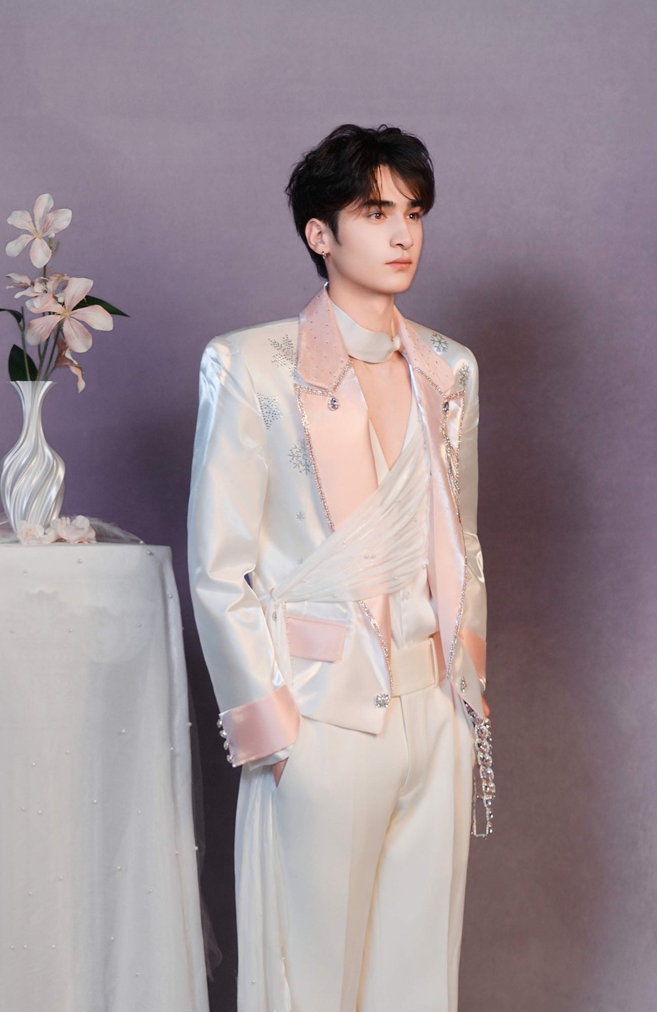 SHANG JIE Asymmetric Draped Tuxedo Blazer