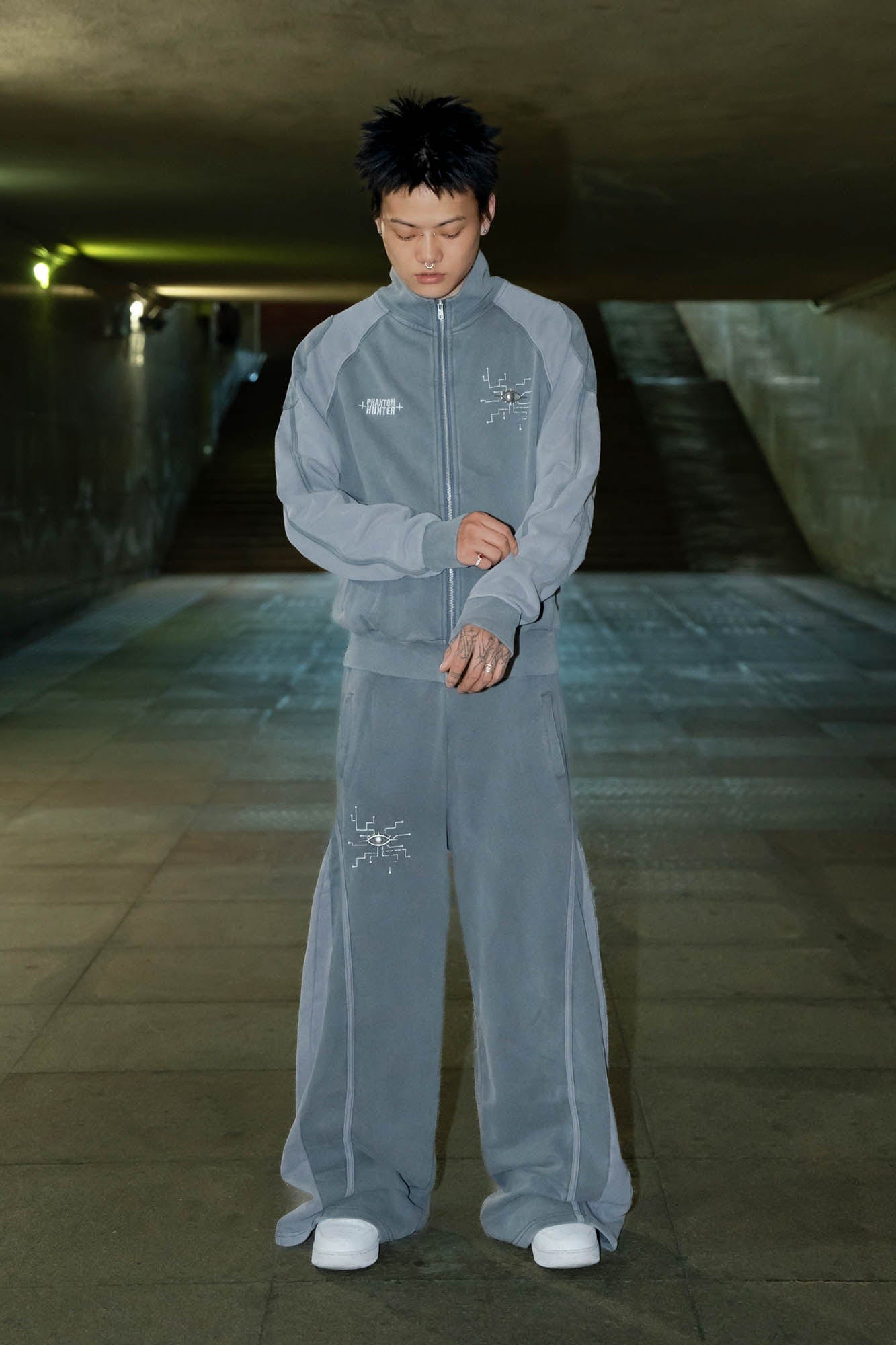 PHANTOMHUNTER Circuit Paneled Wide-Leg Track Pants