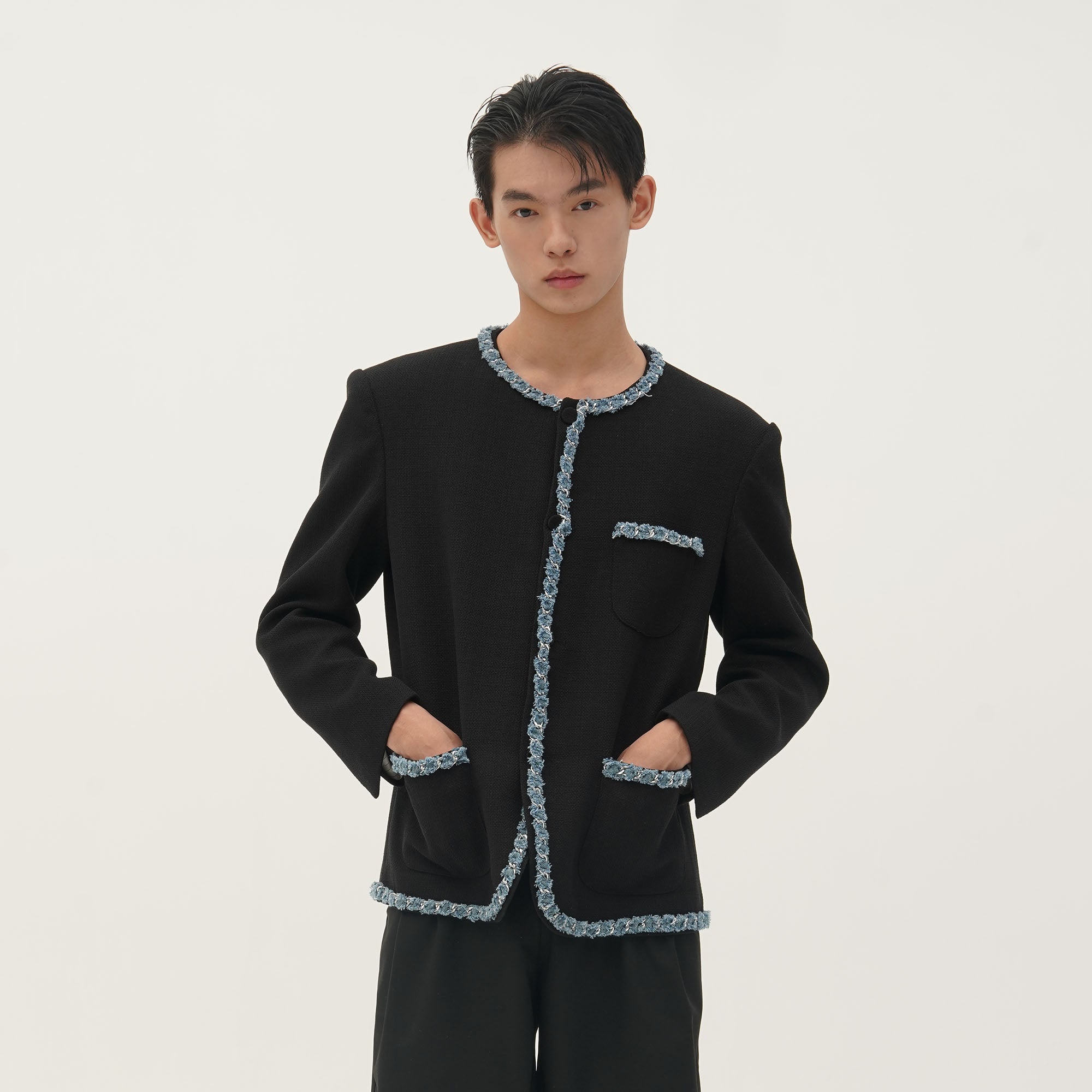 ORAL UTOPIA Tweed Trimmed Edge Jacket, premium urban and streetwear designers apparel on PROJECTISR.com, ORAL UTOPIA