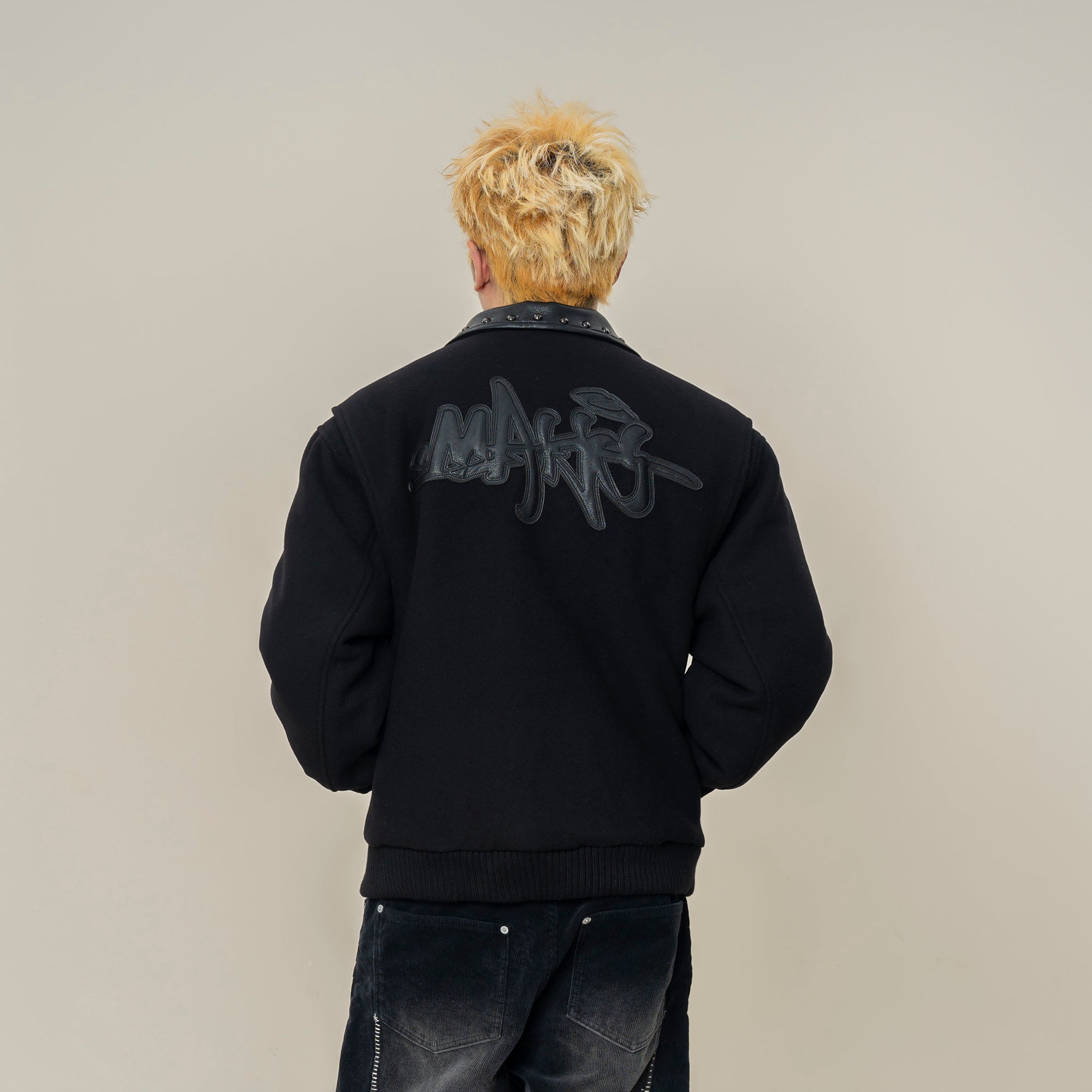 MAKEMORE Studded Collar Wool-Blend Jacket