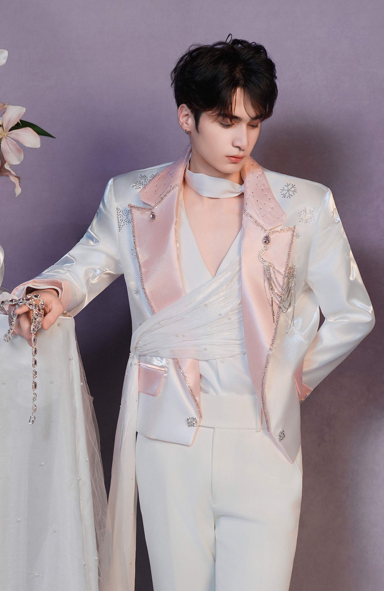 SHANG JIE Asymmetric Draped Tuxedo Blazer