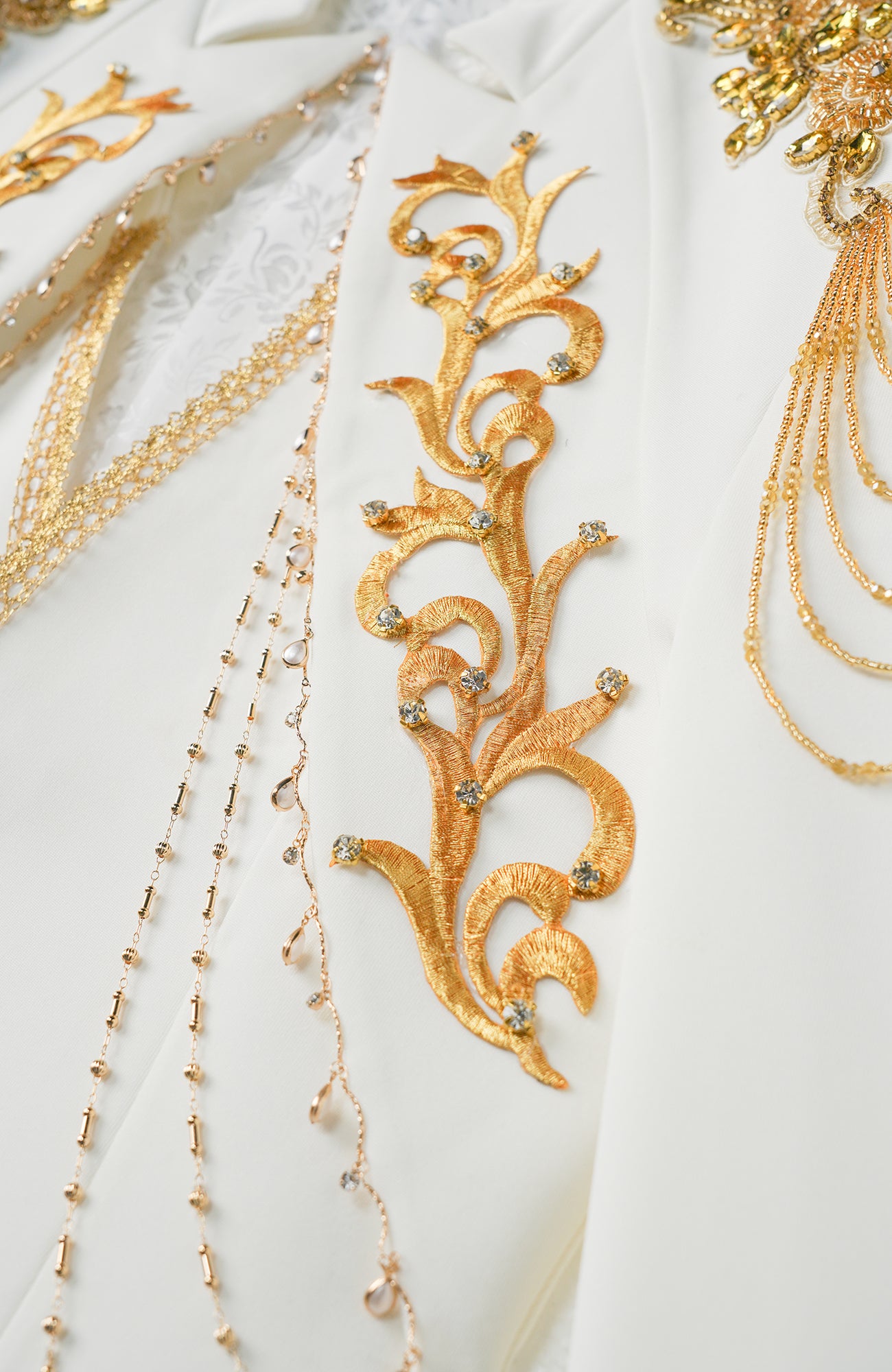 SHANG JIE Baroque Embroidered Chain-Draped Blazer, premium urban and streetwear designers apparel on PROJECTISR.com, SHANG JIE