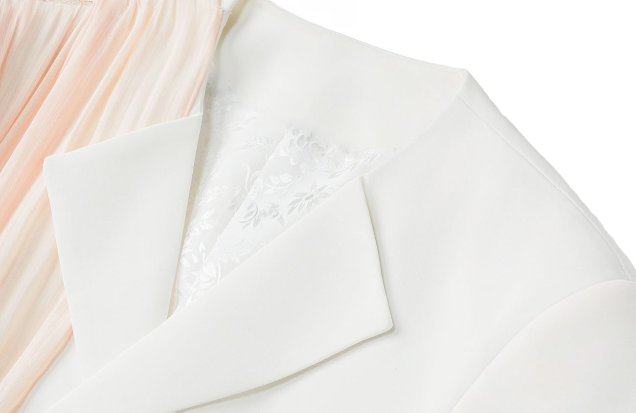SHANG JIE Chain-Draped Sheer Panel Blazer, premium urban and streetwear designers apparel on PROJECTISR.com, SHANG JIE