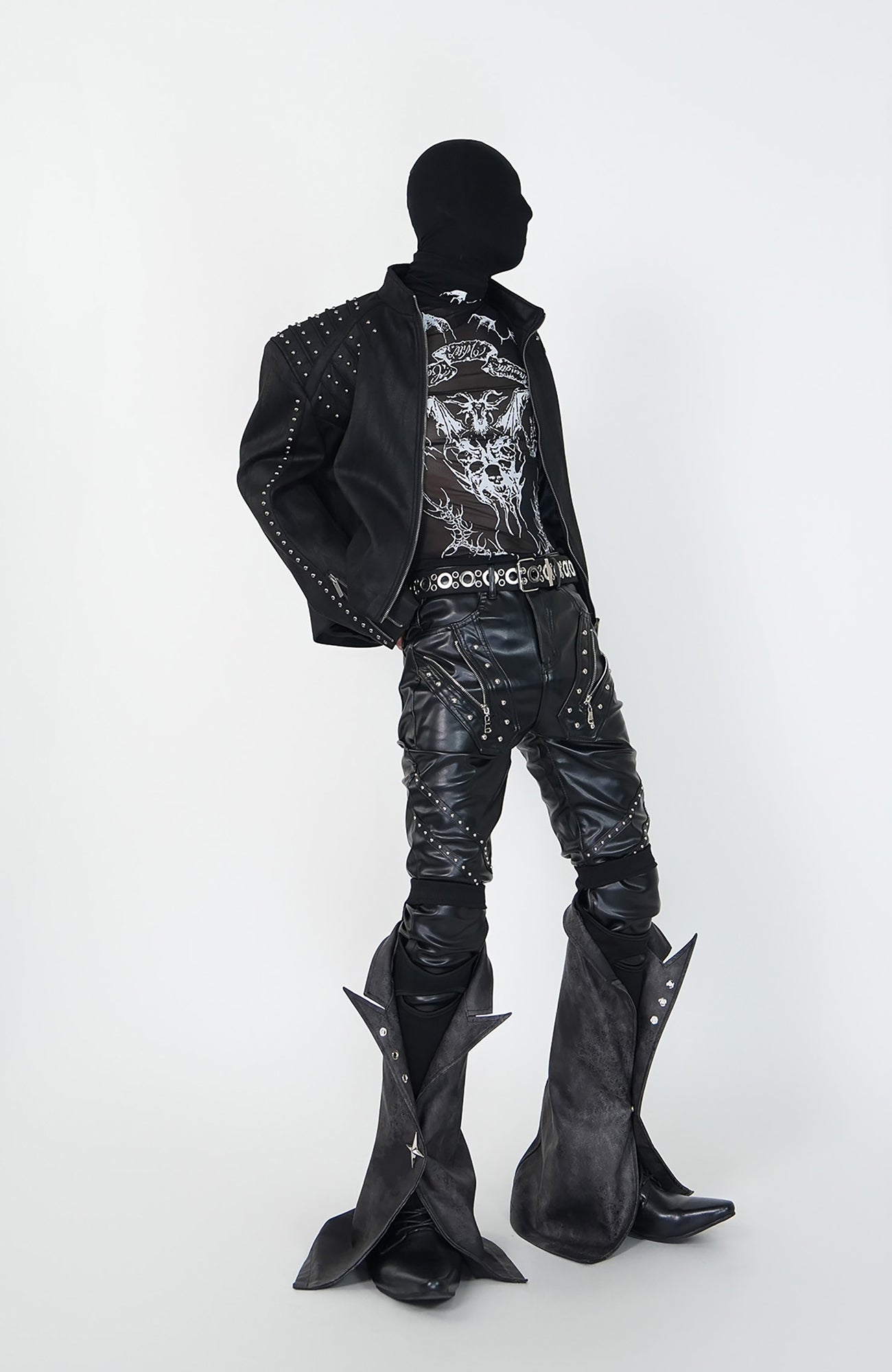 VE2 Convertible Moto Faux Leather Flare Pants