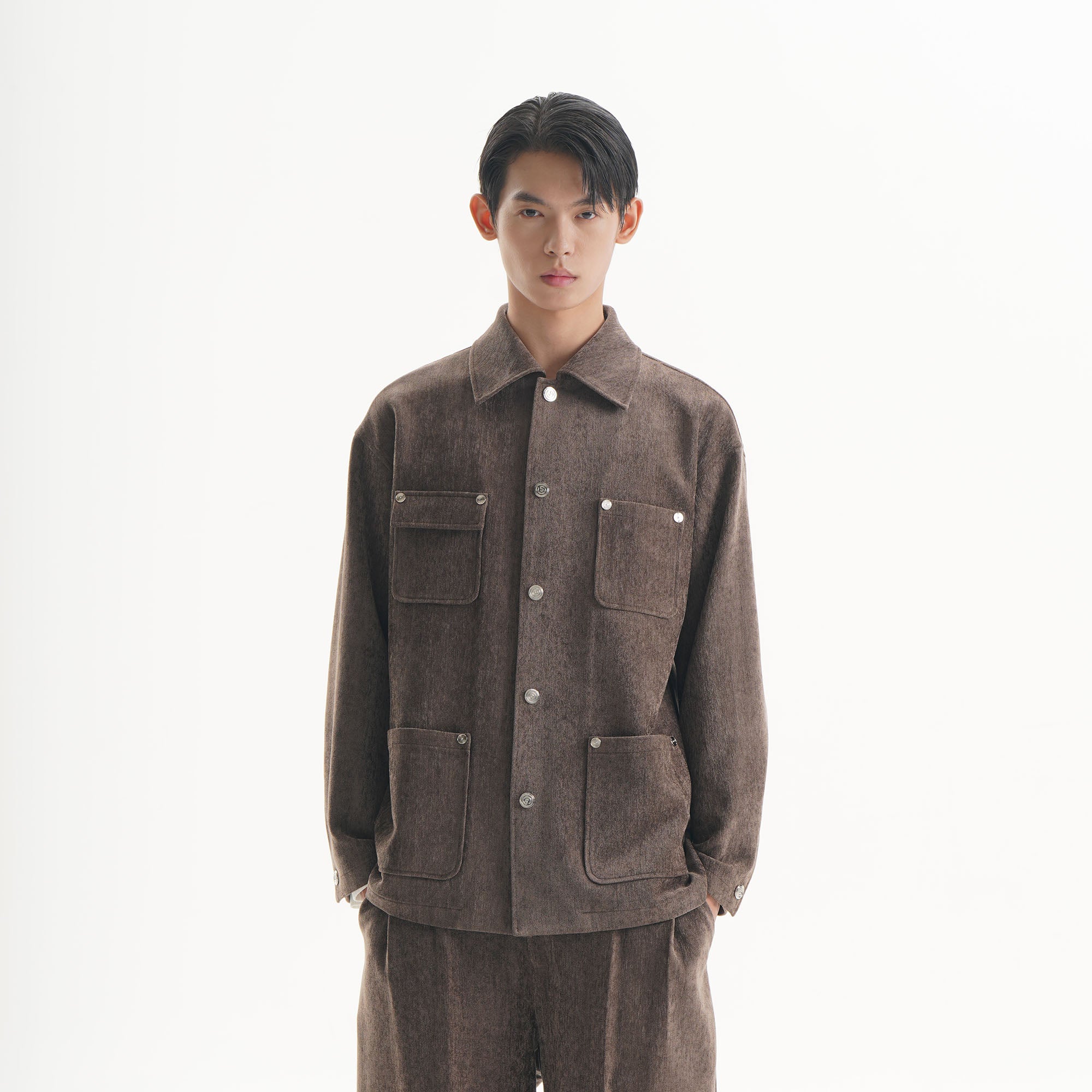 ORAL UTOPIA Snap-Button Multi-Pocket Utility Shirt