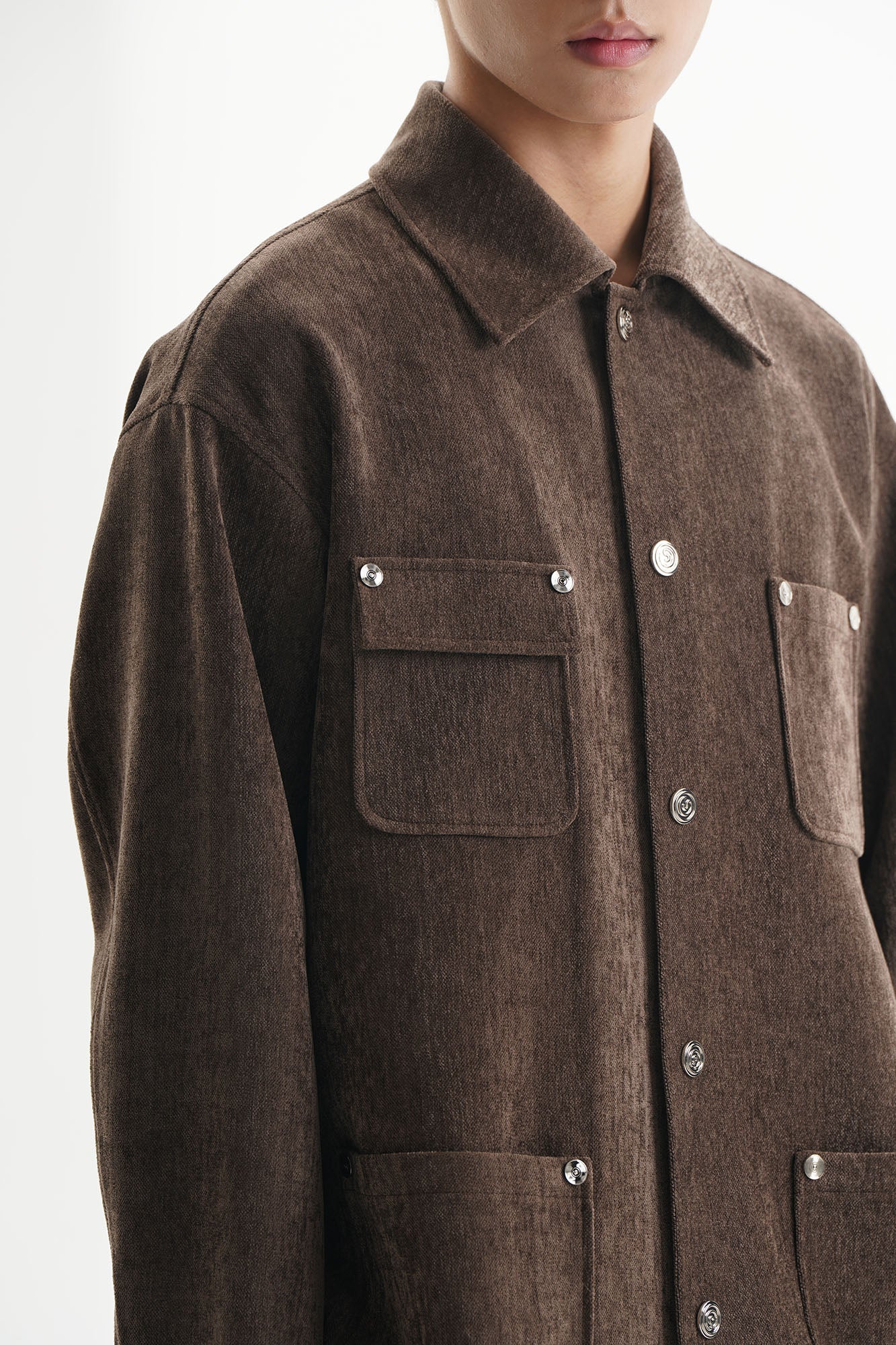 ORAL UTOPIA Snap-Button Multi-Pocket Utility Shirt