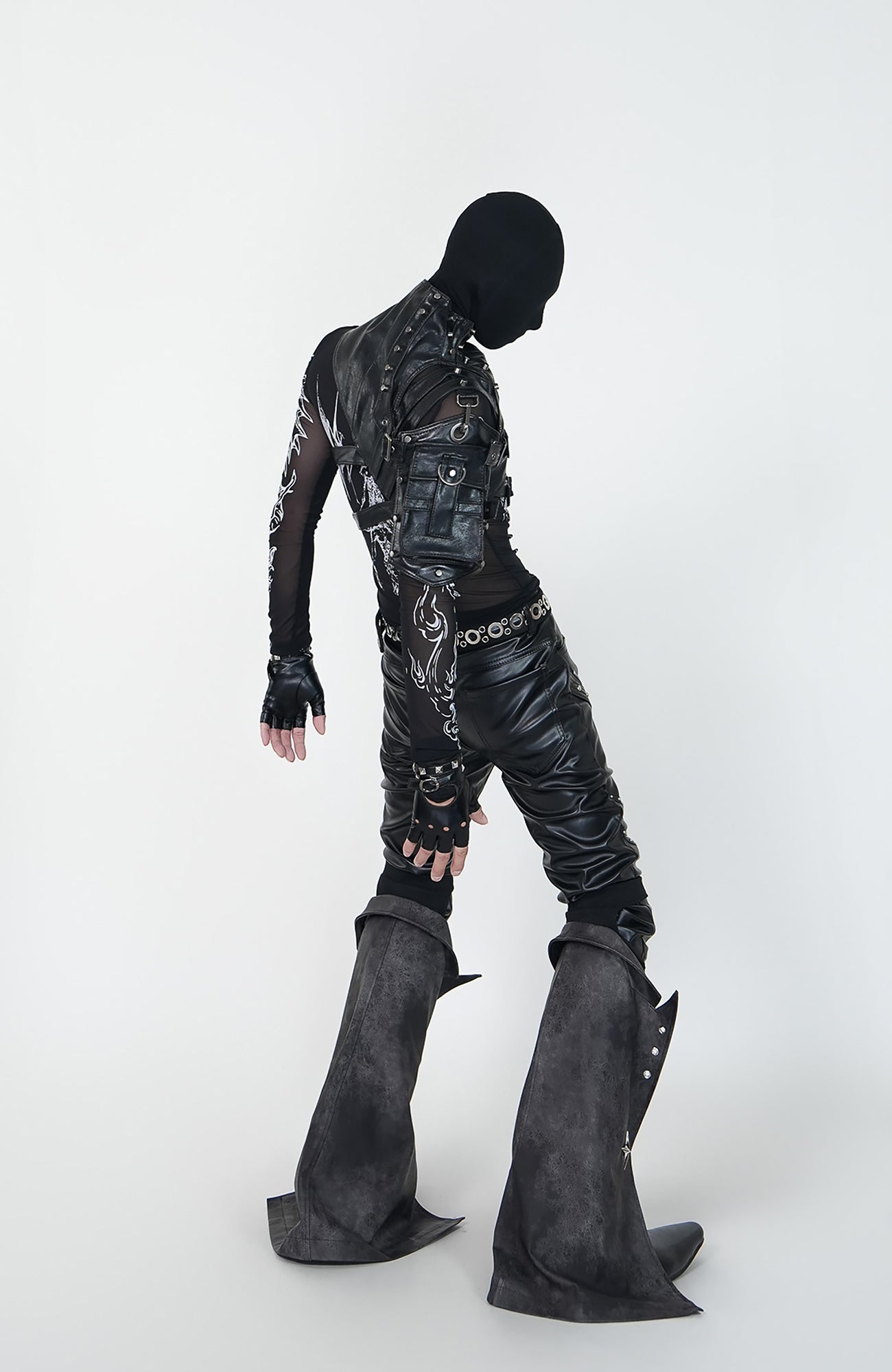 VE2 Convertible Moto Faux Leather Flare Pants
