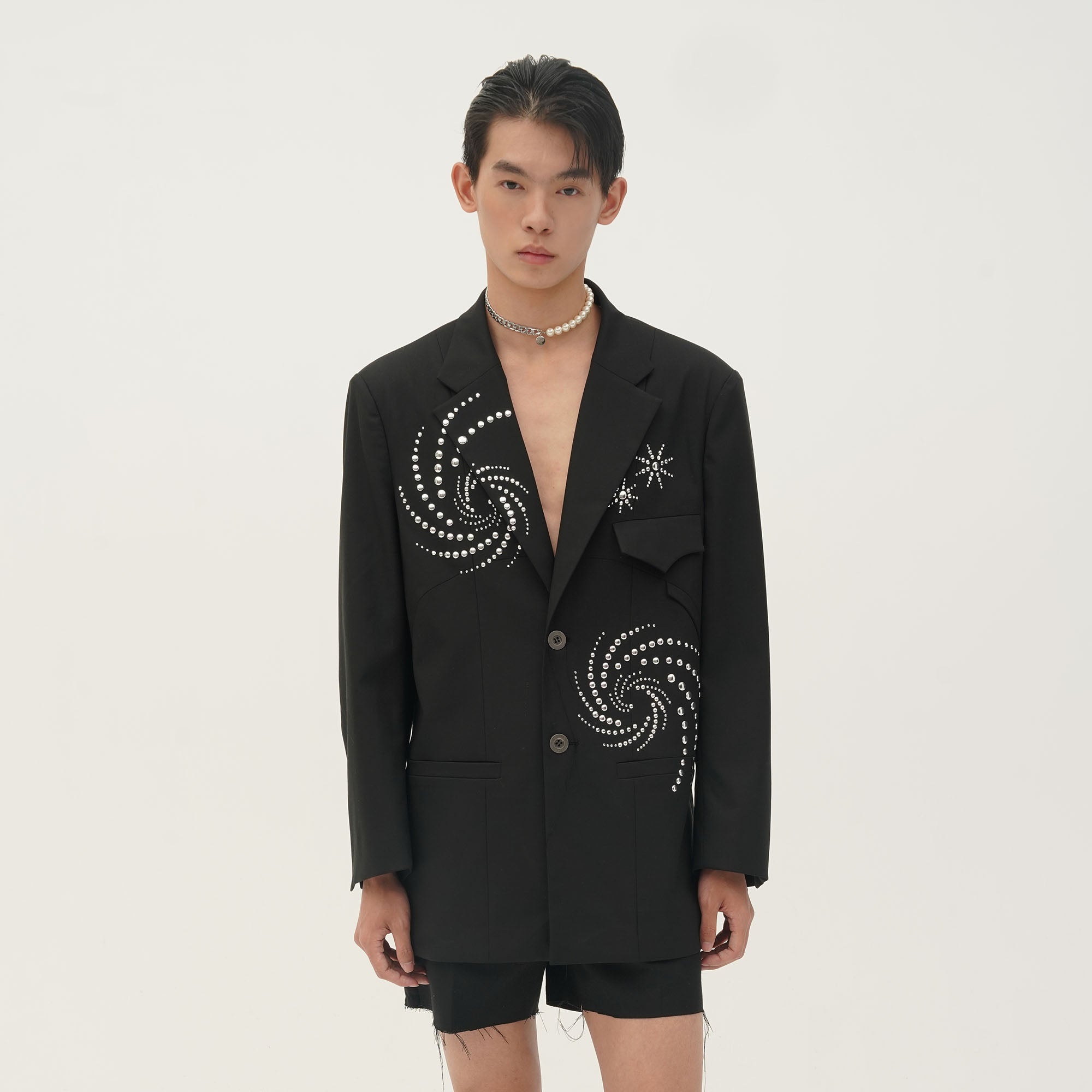 ORAL UTOPIA Spiral Embellished Blazer, premium urban and streetwear designers apparel on PROJECTISR.com, ORAL UTOPIA