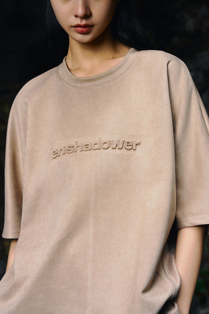 ENSHADOWER Embossed Logo Suede T-Shirt, premium urban and streetwear designers apparel on PROJECTISR.com, ENSHADOWER