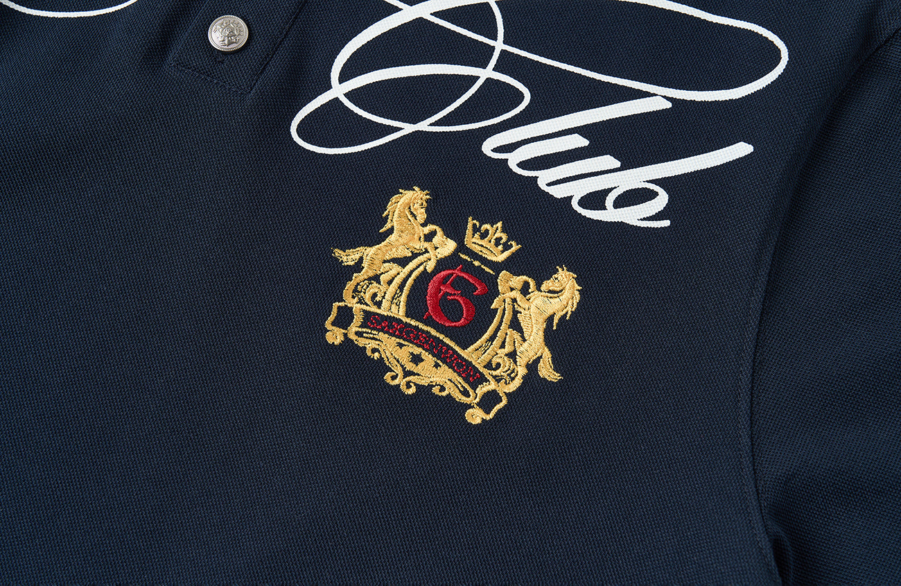 SAVAGEGROWTHWORLD Retro Crest Graphic Polo Tee