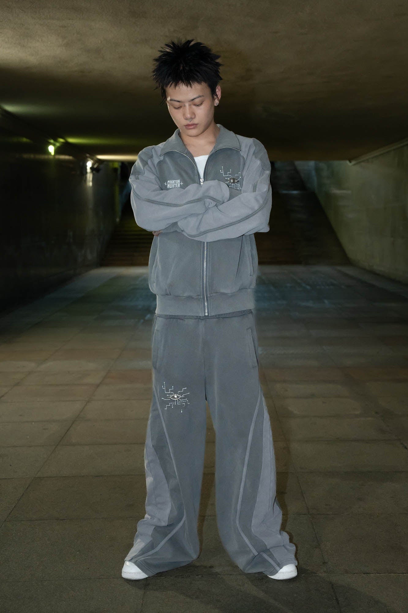 PHANTOMHUNTER Circuit Paneled Wide-Leg Track Pants