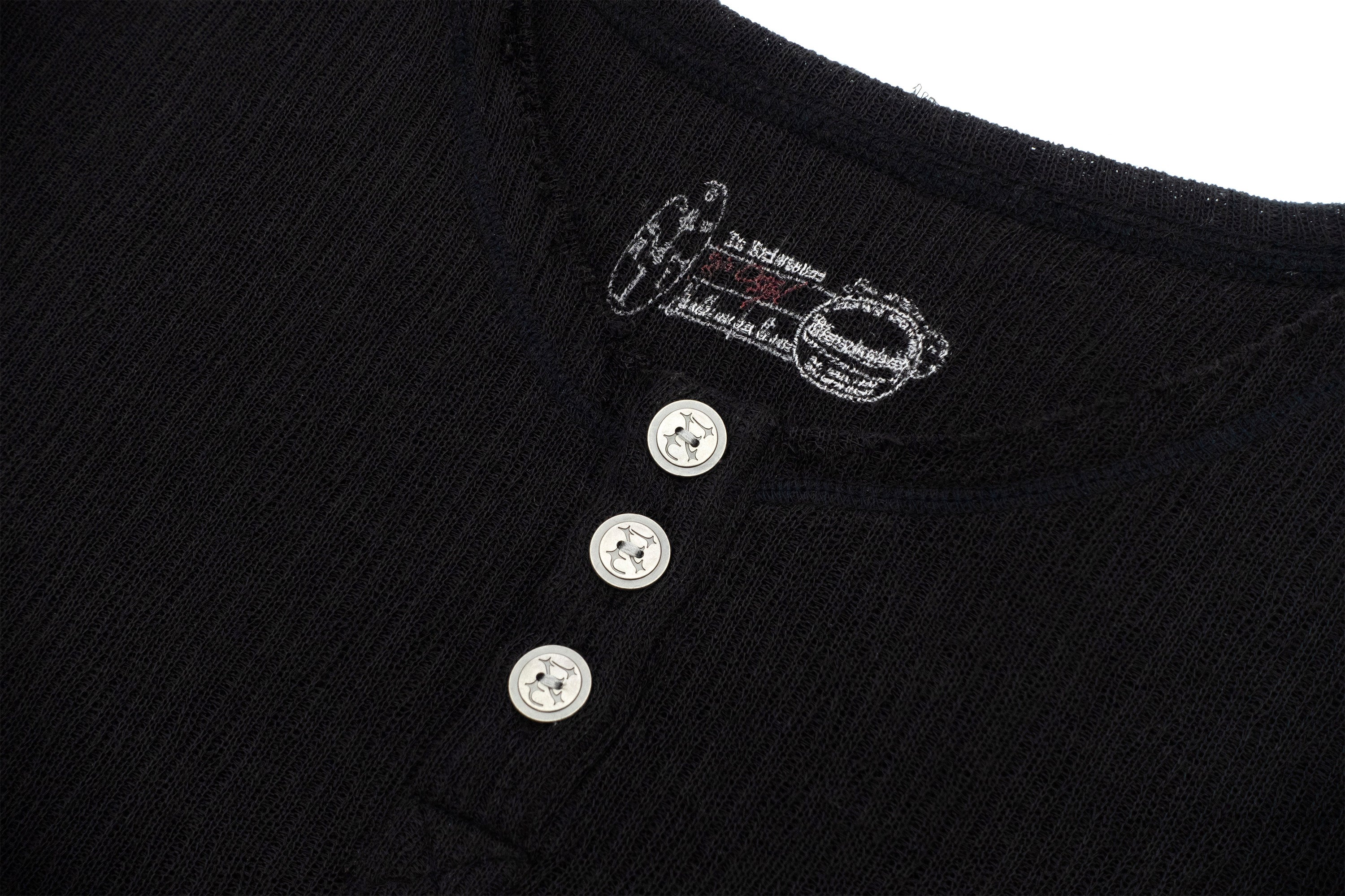 IN EXISTENCE Raw Hem Henley Long-Sleeve Tee