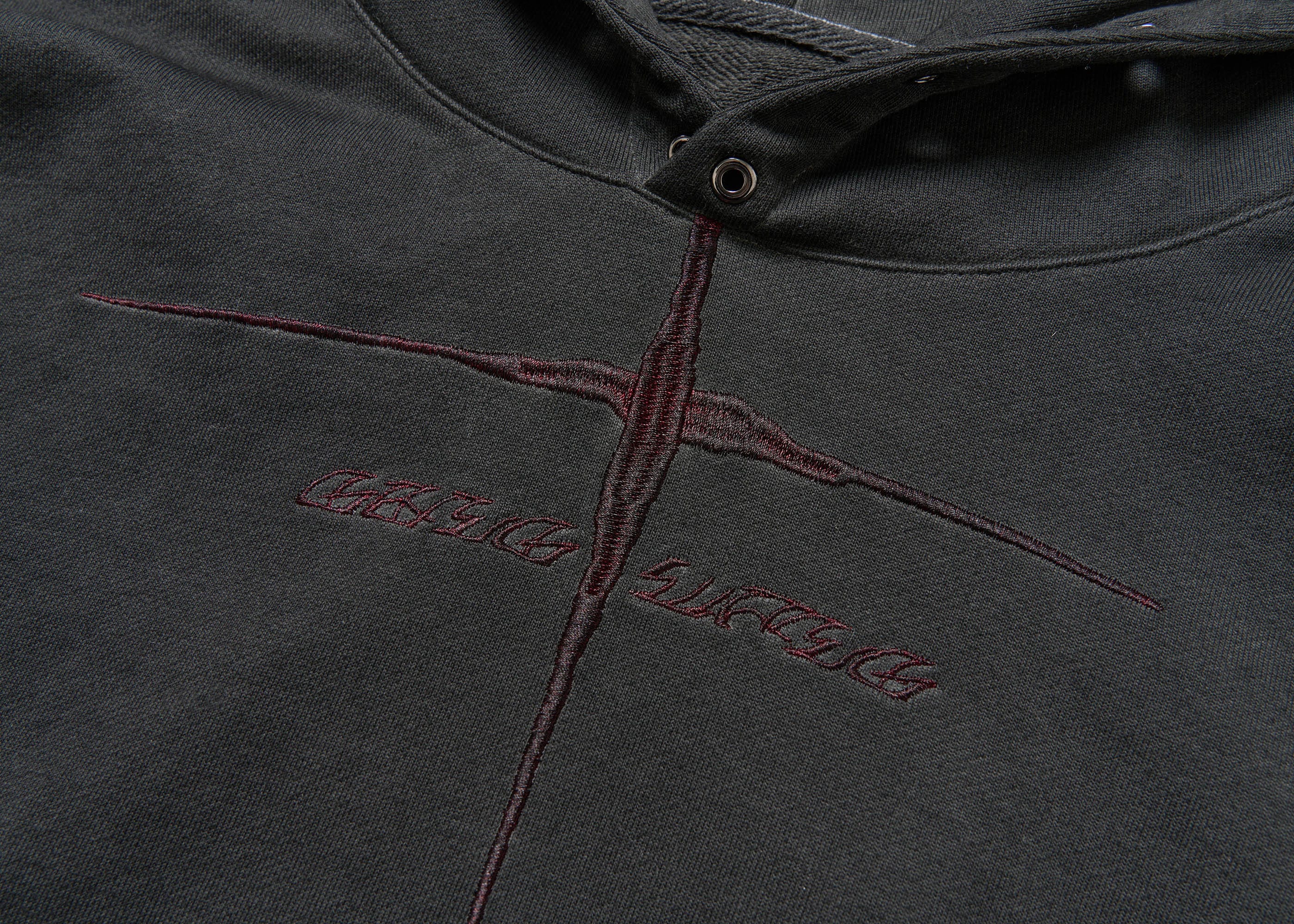 SAVAGEGROWTHWORLD Distressed Spliced Reversible Cross-Stitch Hoodie