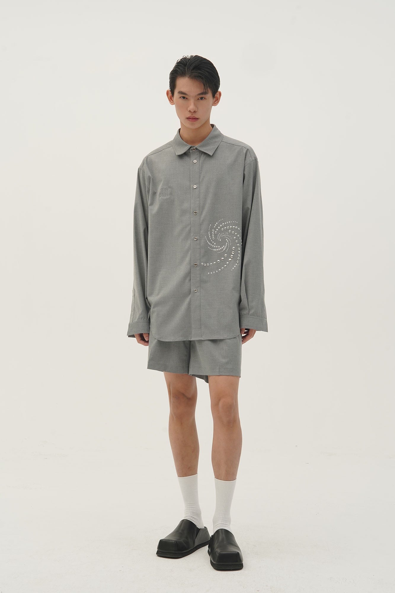 ORAL UTOPIA Spiral Embellished Wool-Blend Shirt
