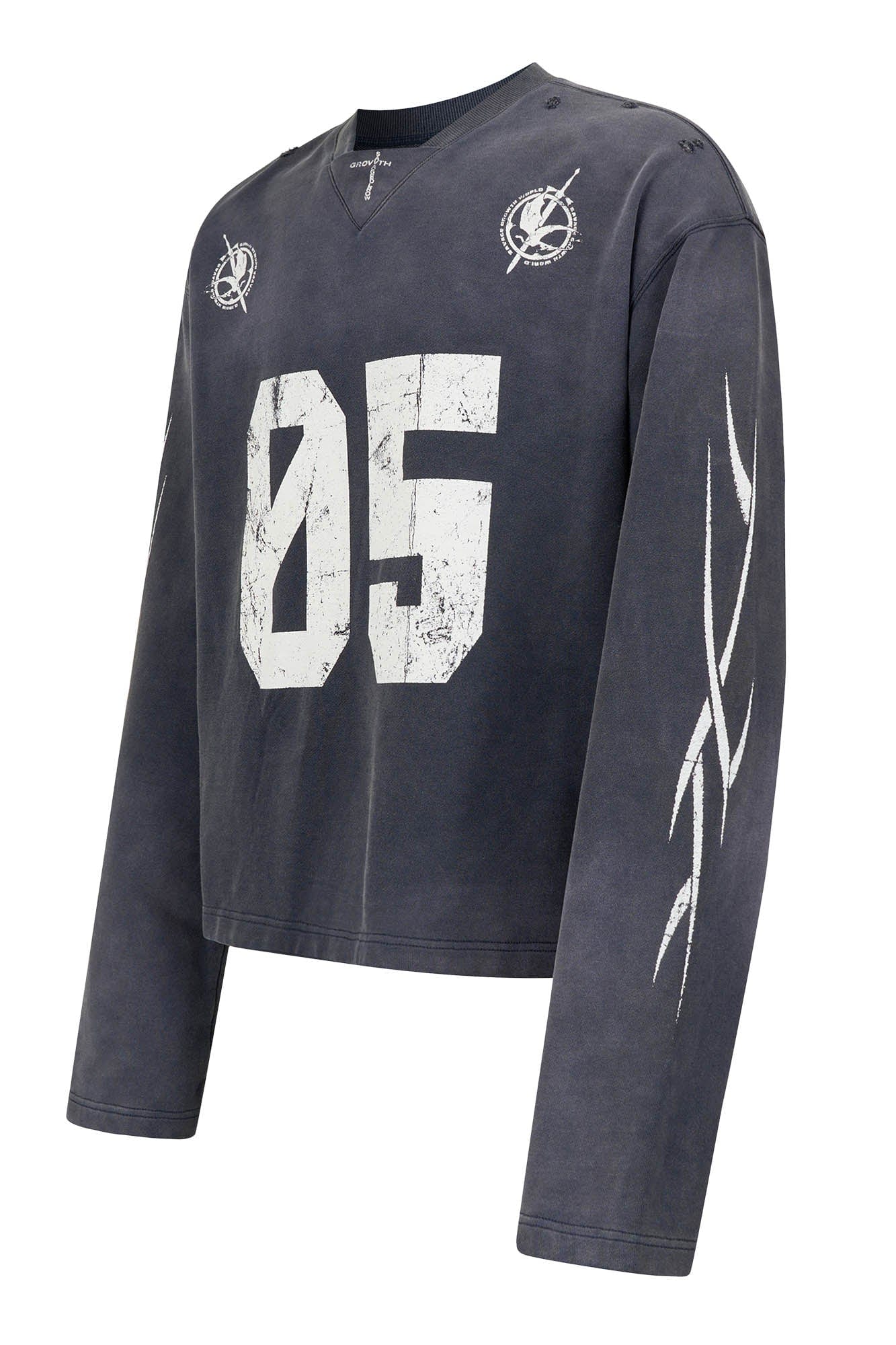 SAVAGEGROWTHWORLD No.5 Distressed Long-Sleeve Tee