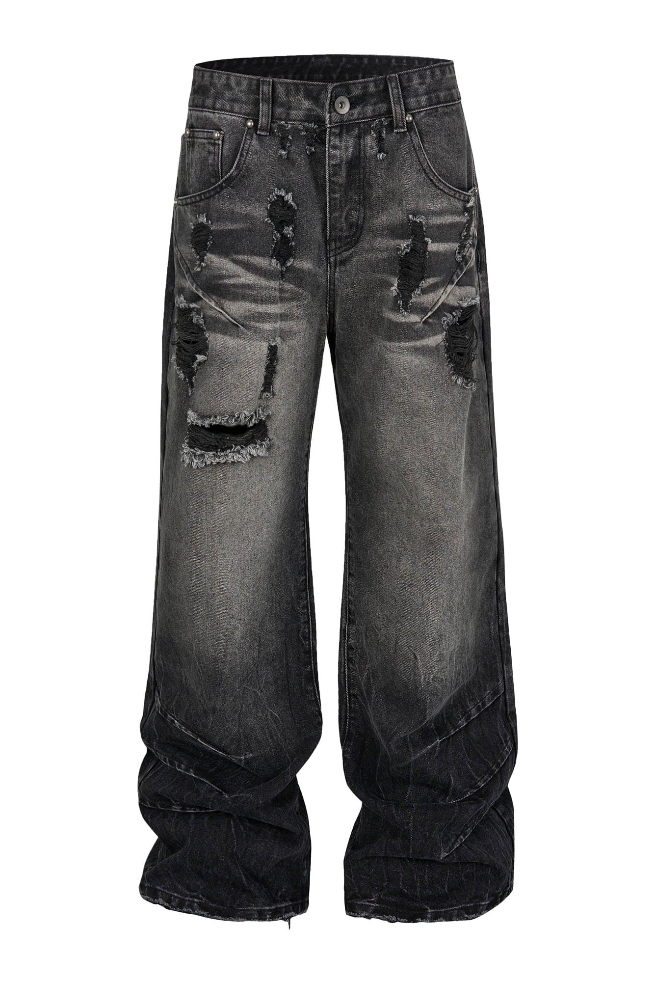 SAVAGEGROWTHWORLD Retro Washed Ripped Baggy Jeans