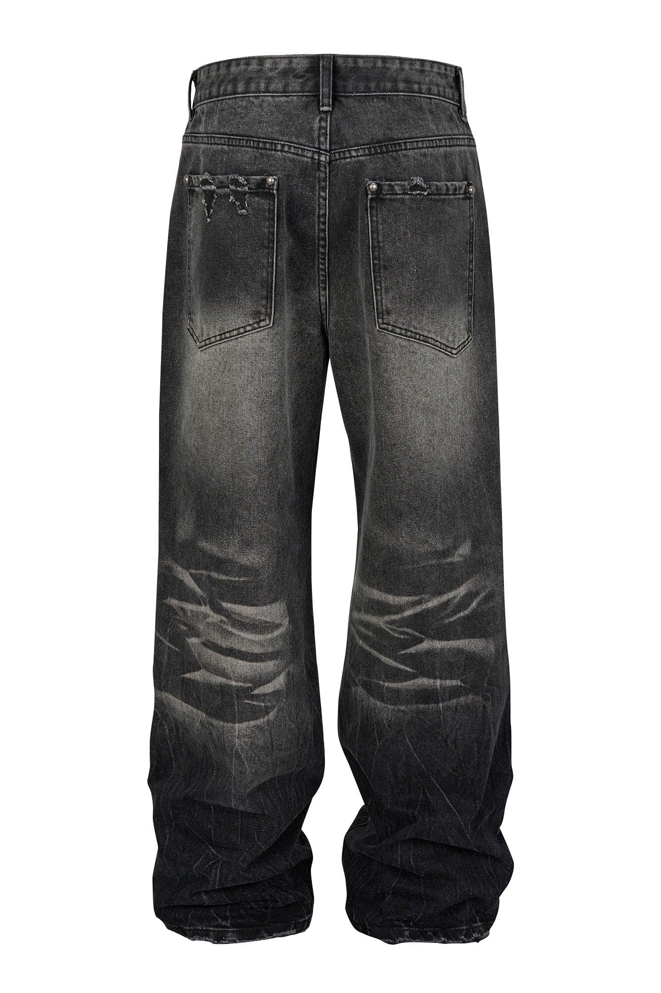 SAVAGEGROWTHWORLD Retro Washed Ripped Baggy Jeans