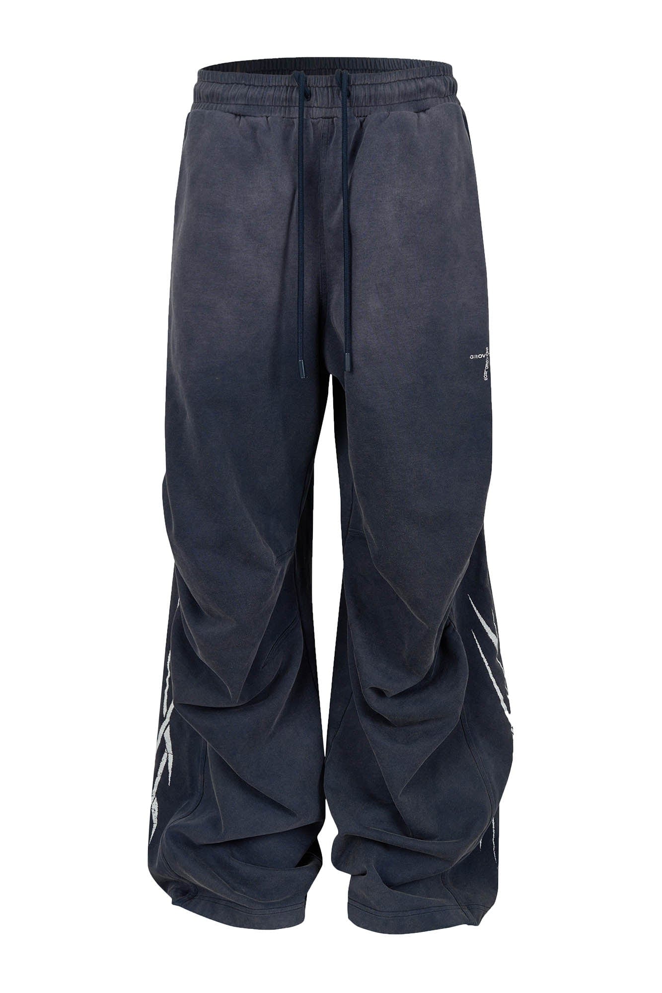 SAVAGEGROWTHWORLD Distressed Pleated Drawstring Baggy Pants