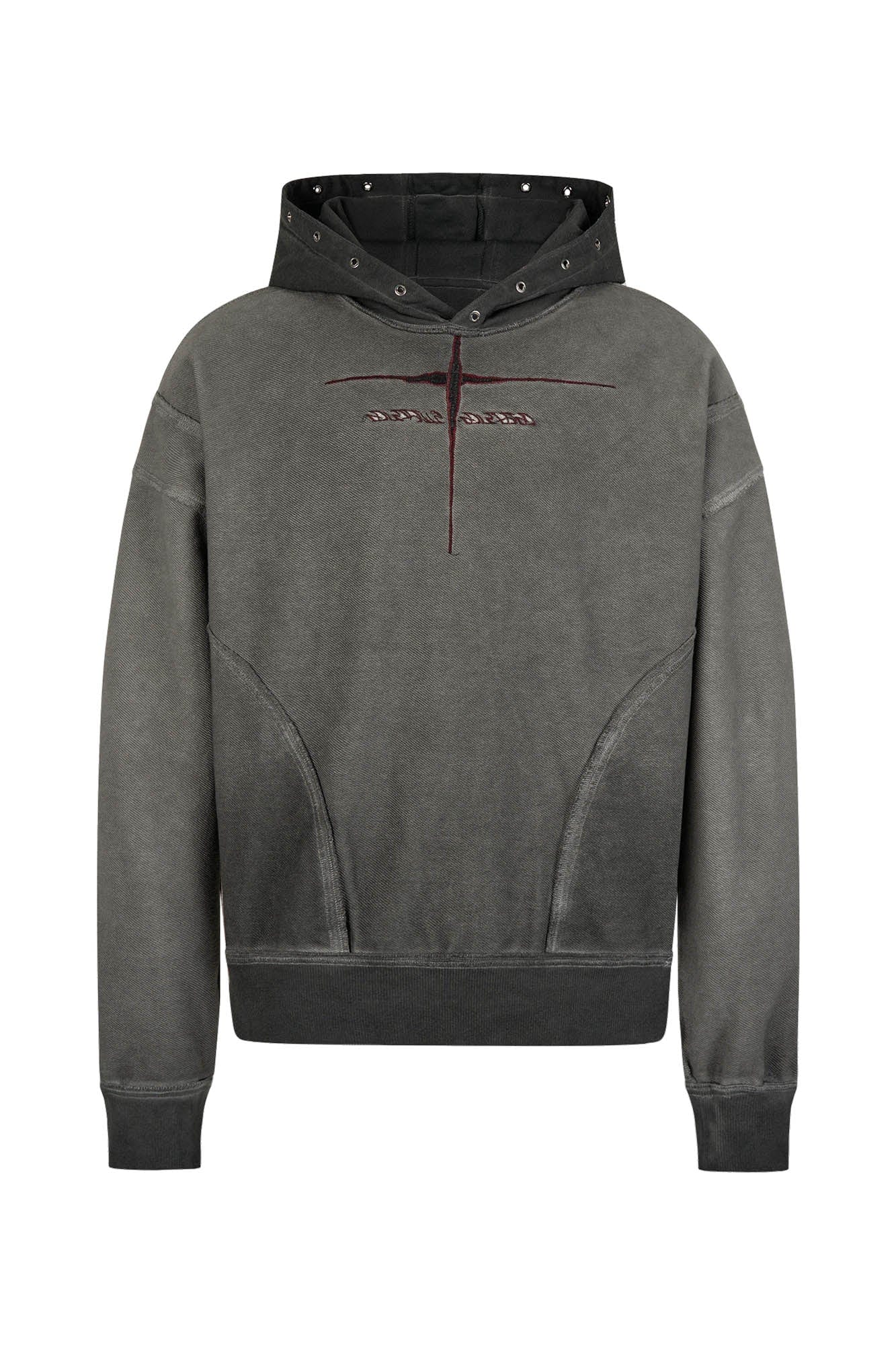 SAVAGEGROWTHWORLD Distressed Spliced Reversible Cross-Stitch Hoodie