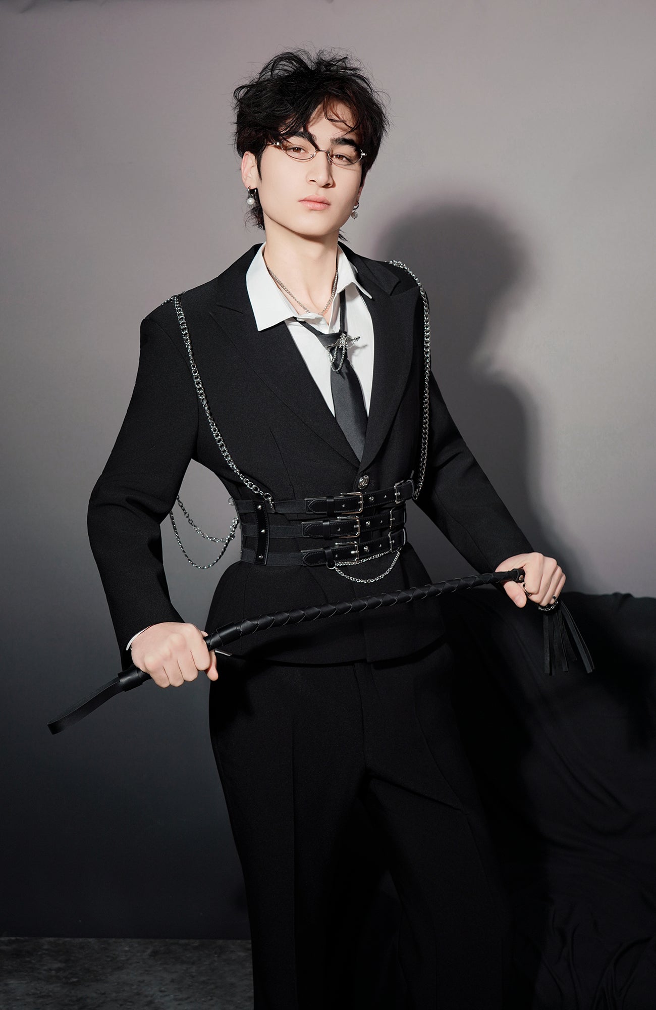 SHANG JIE Chain Suspender Multi-Belt Blazer