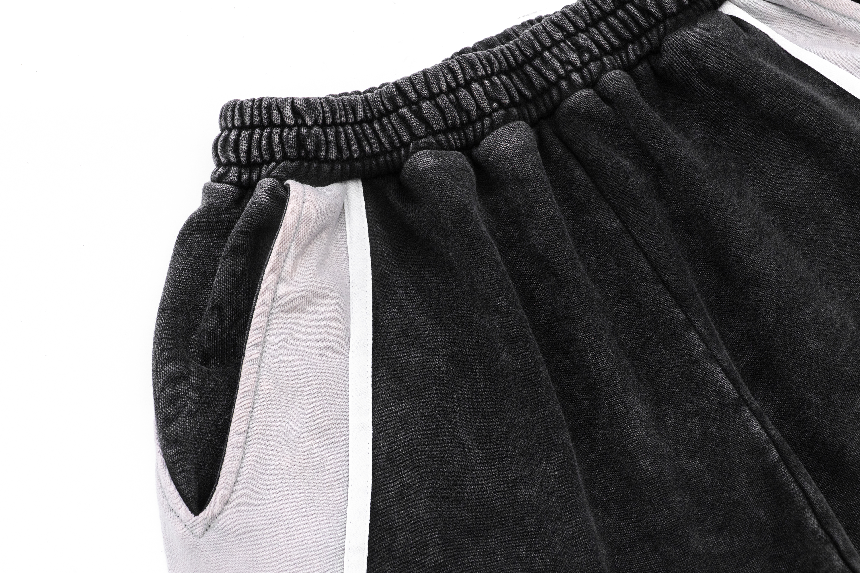 IN EXISTENCE Retro Contrast Embroidered Distressed Sweatpants