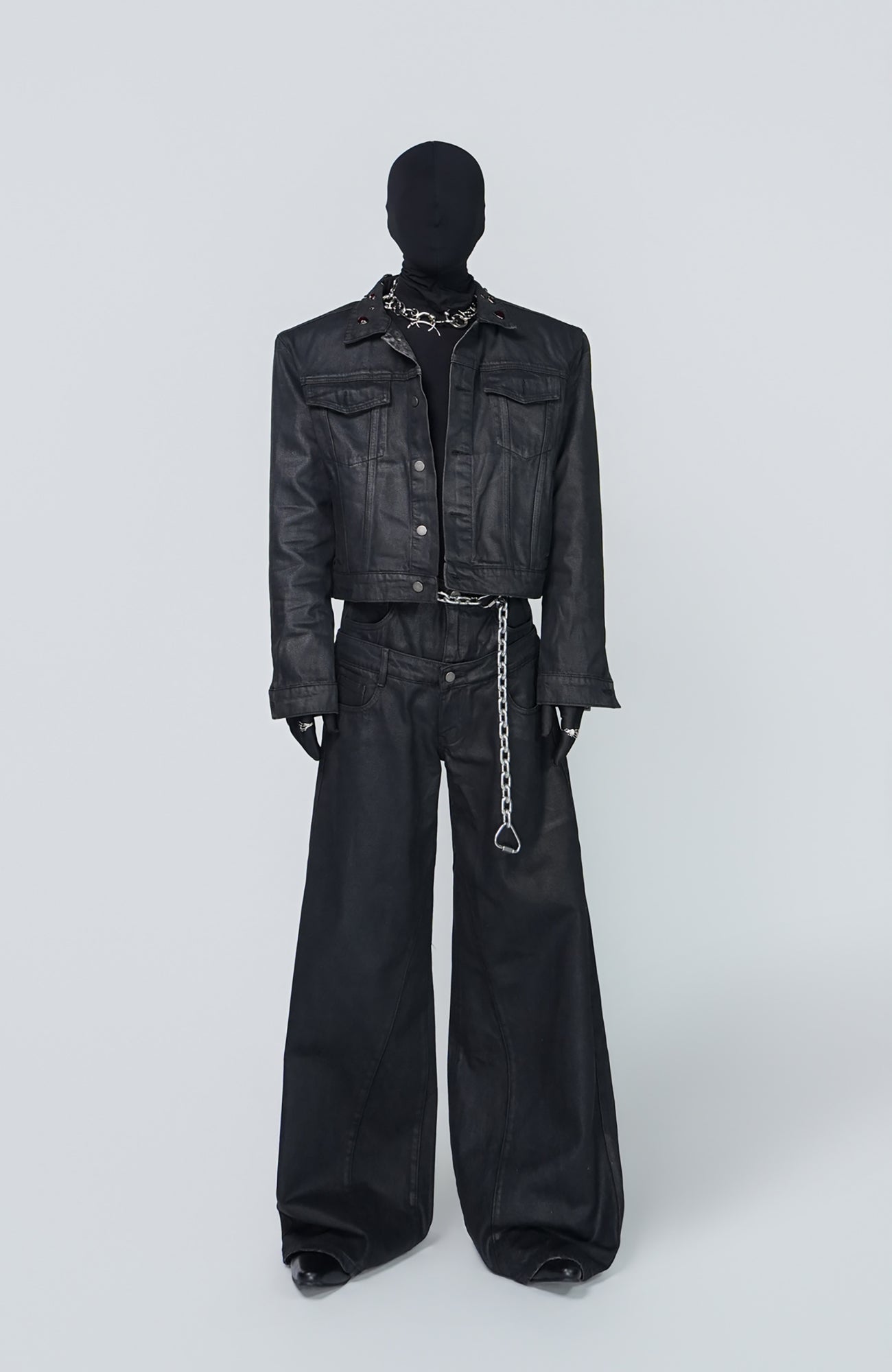 VE2 Coated Double Waist Wide-Leg Jeans
