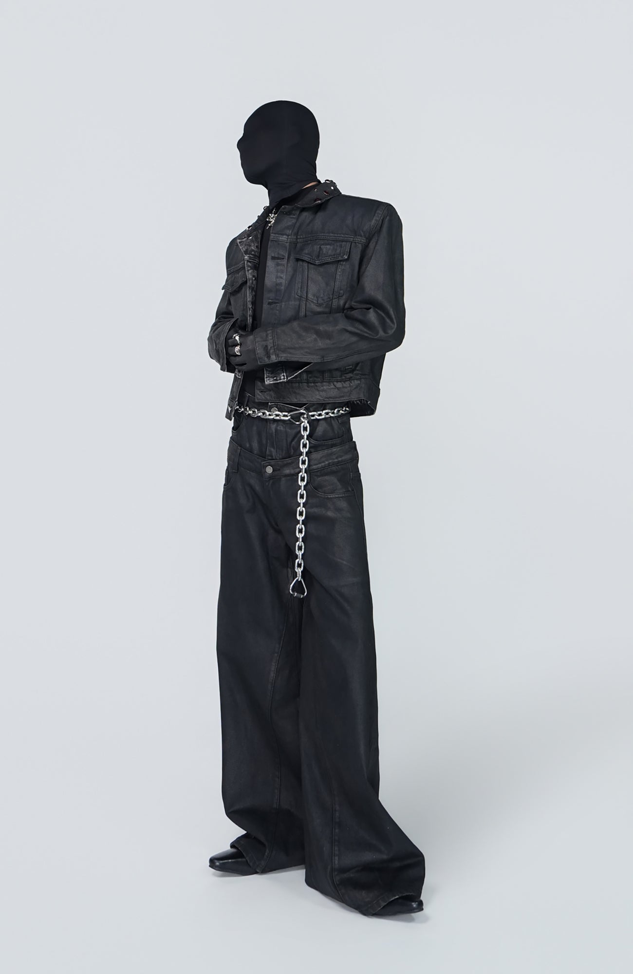 VE2 Coated Double Waist Wide-Leg Jeans