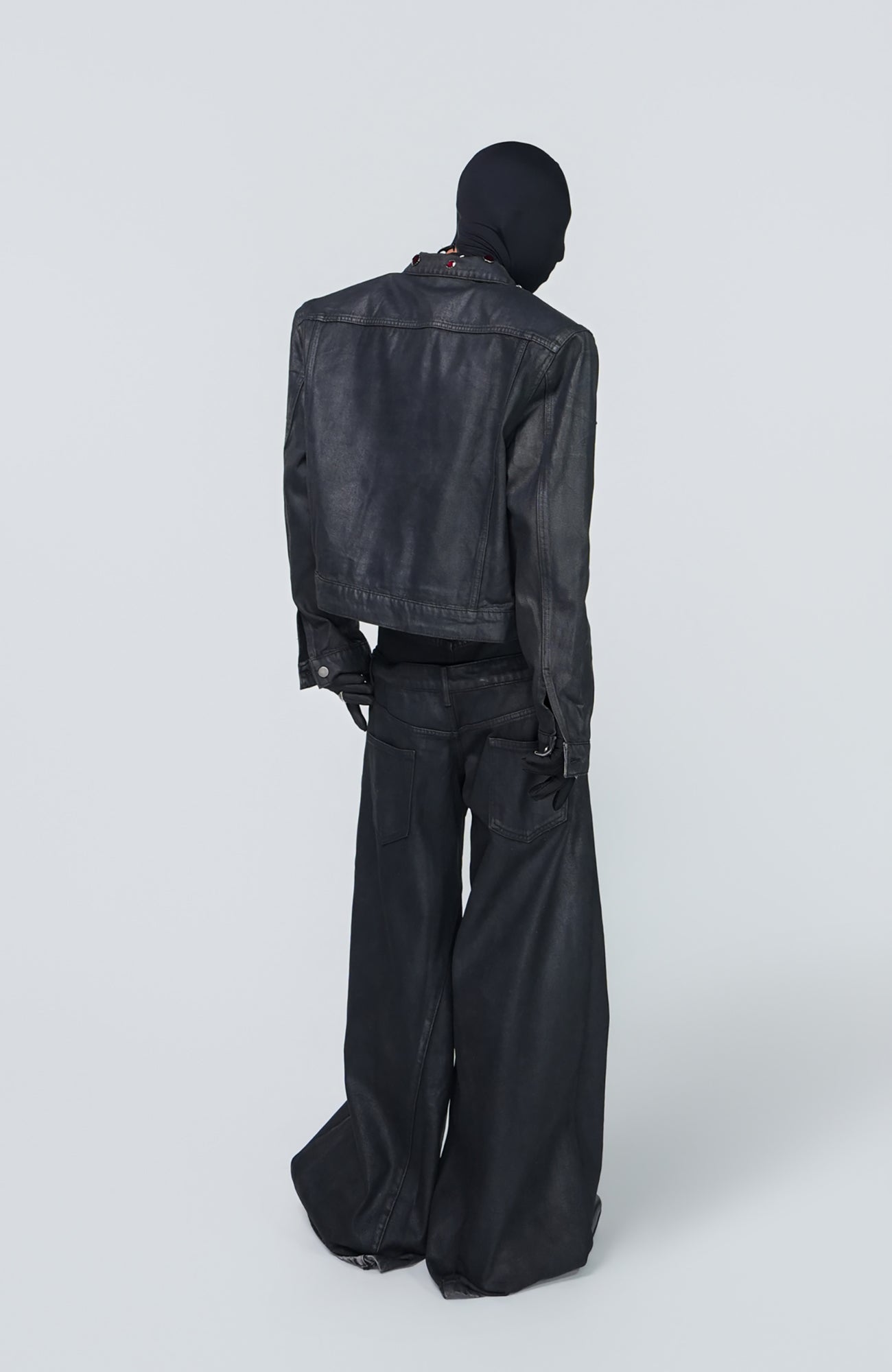 VE2 Coated Double Waist Wide-Leg Jeans
