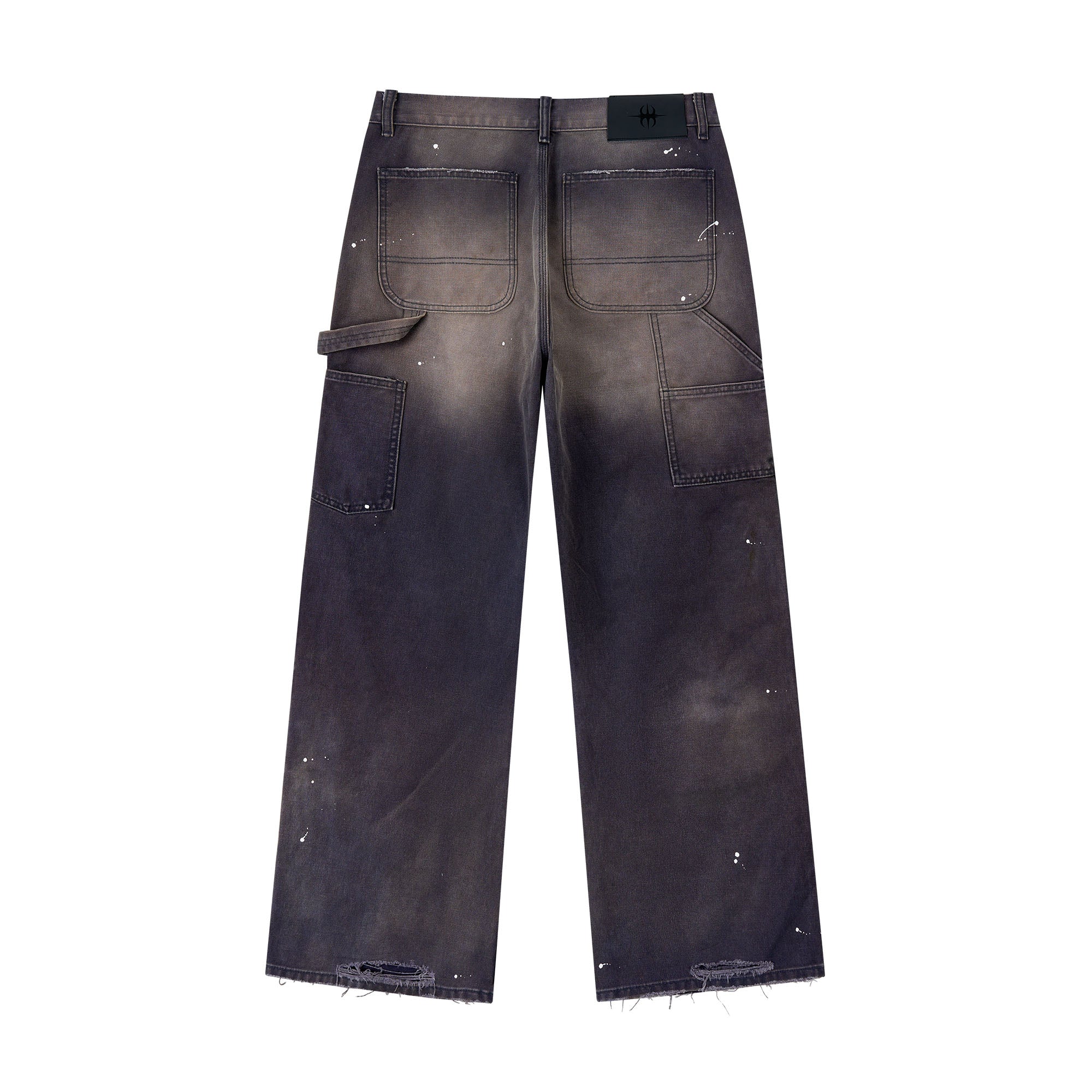 SAVAGEGROWTHWORLD Distressed Double-Knee Splatter Jeans