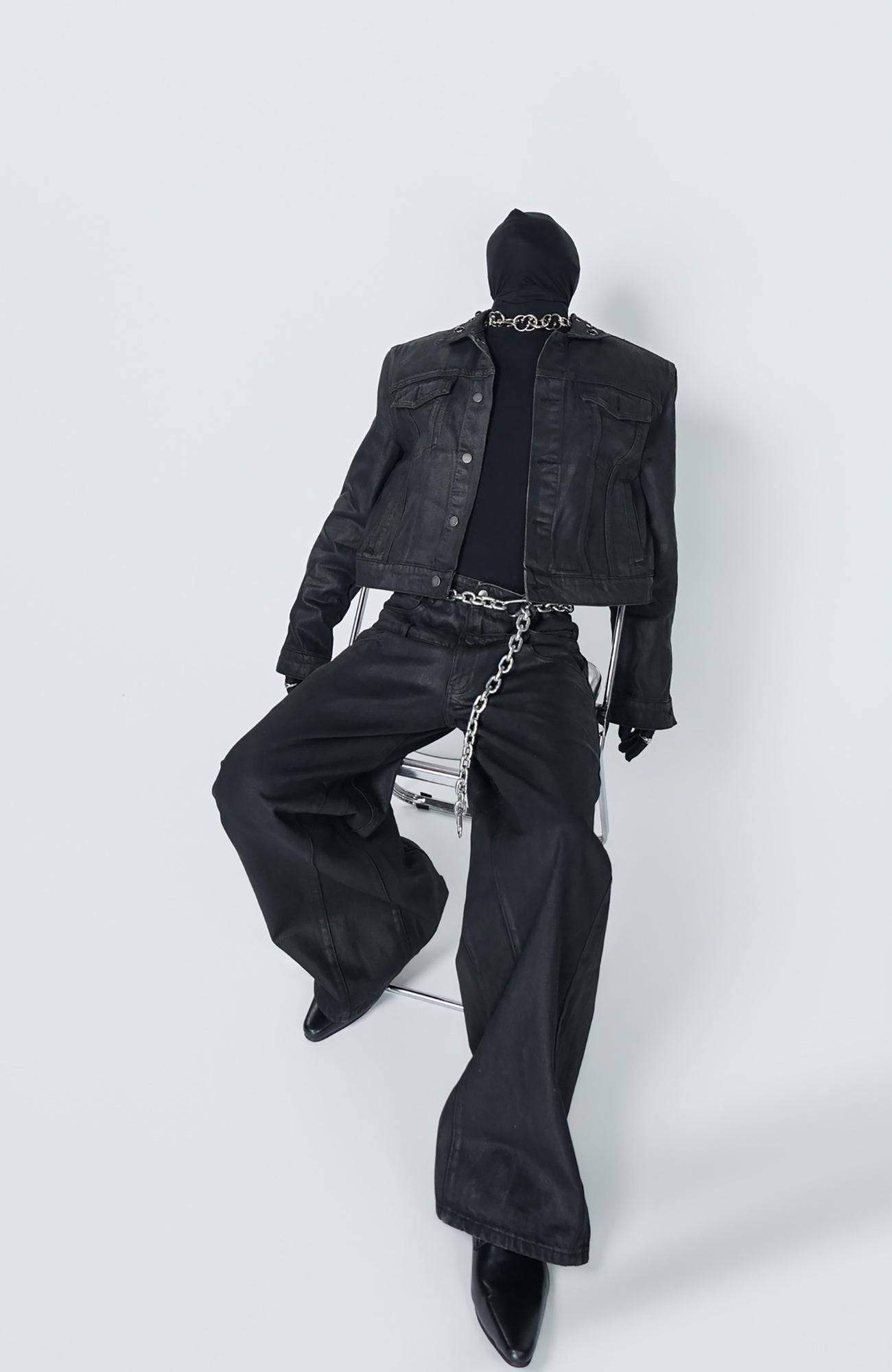 VE2 Coated Double Waist Wide-Leg Jeans
