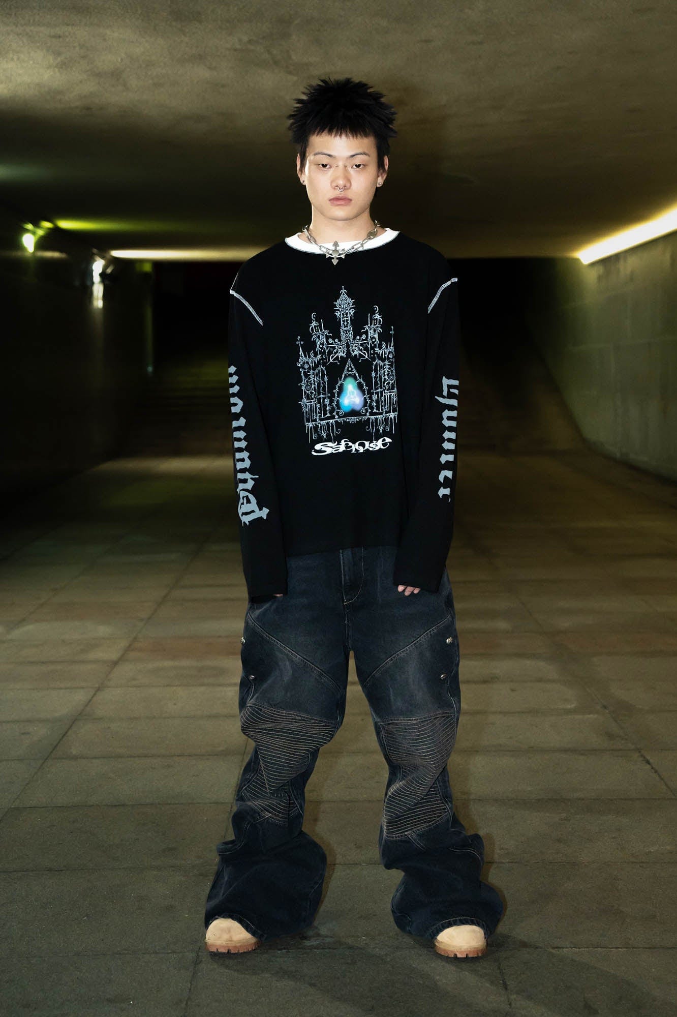 PHANTOMHUNTER Cathedral Stitch Long-Sleeve Tee