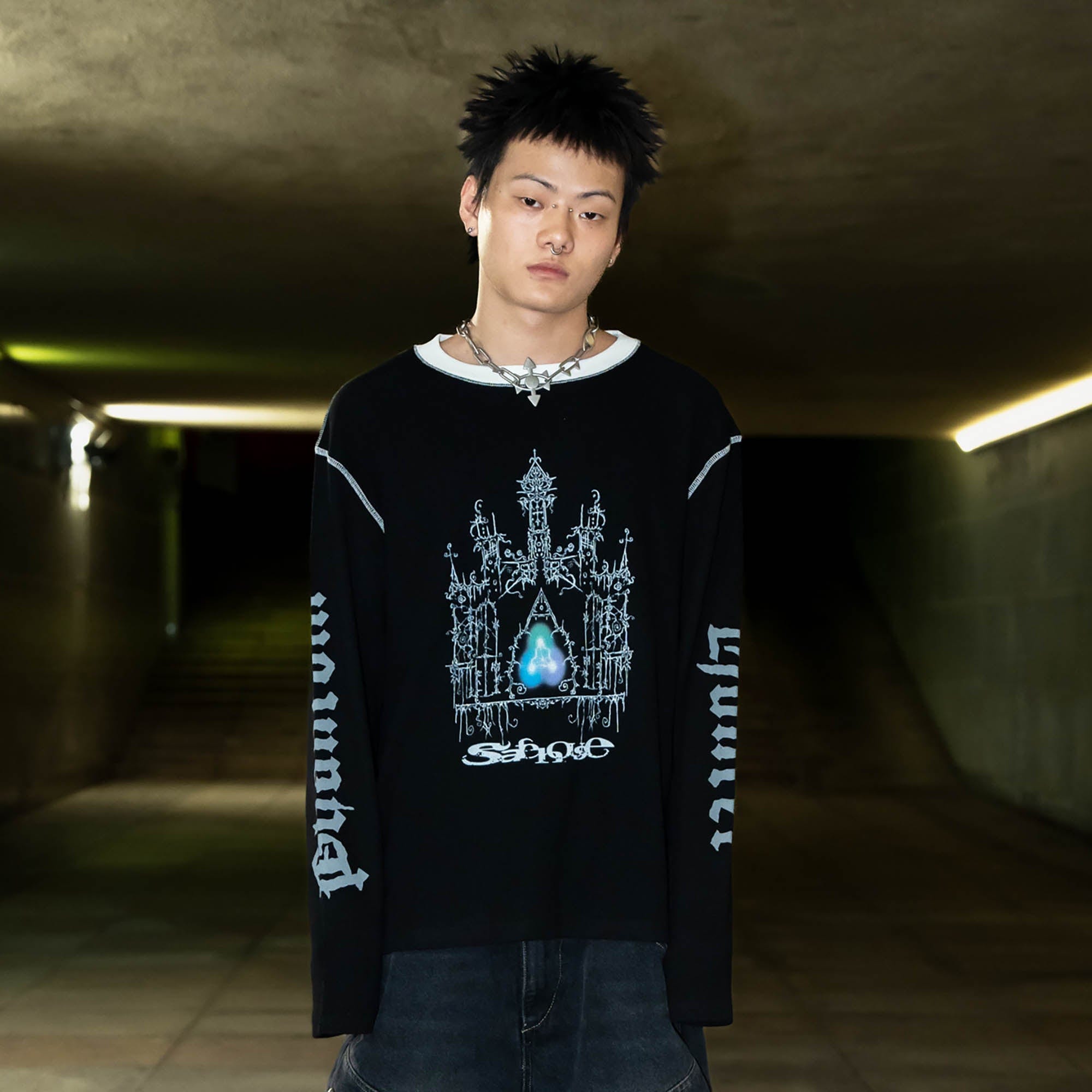 PHANTOMHUNTER Cathedral Stitch Long-Sleeve Tee