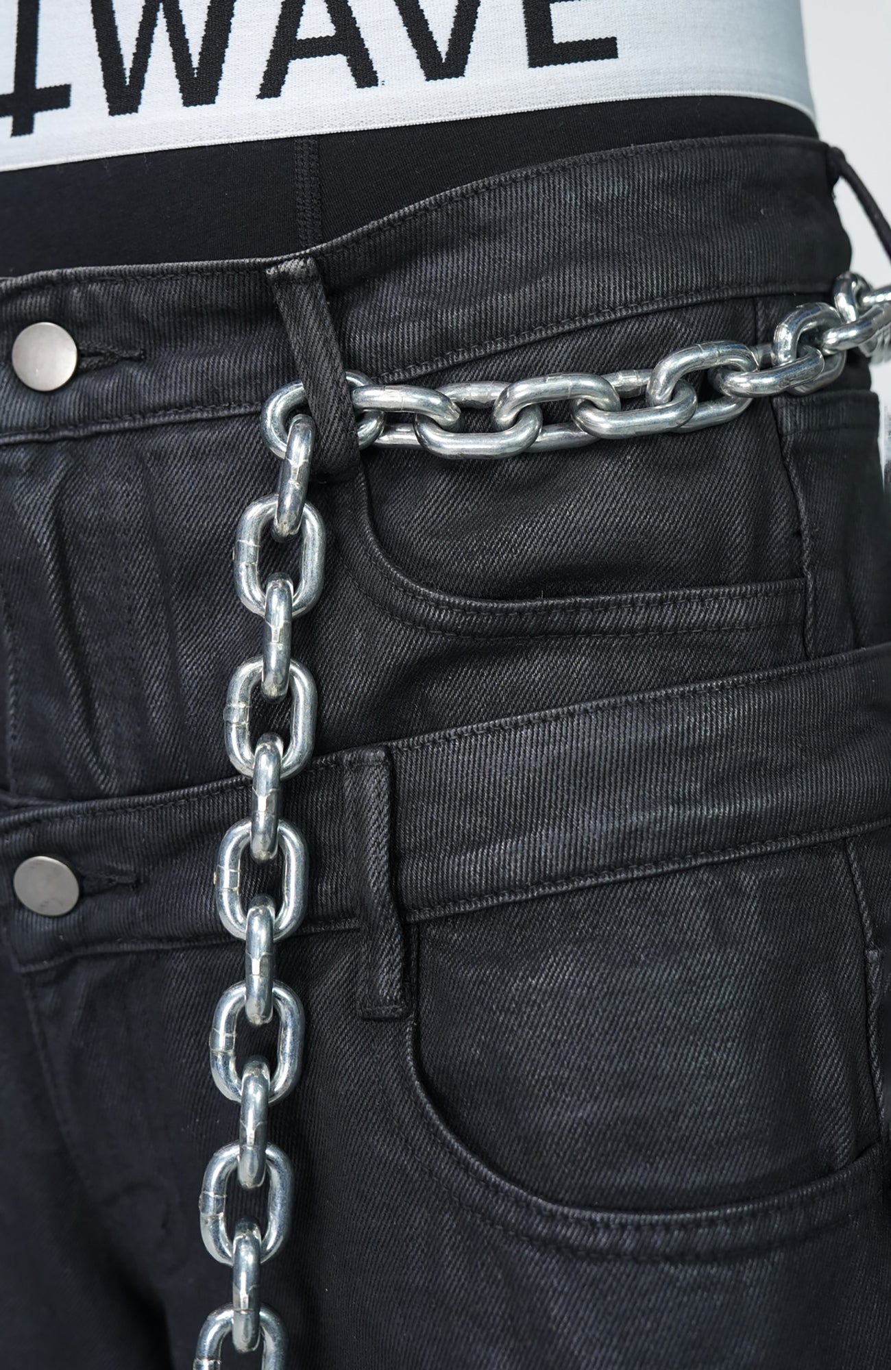 VE2 Coated Double Waist Wide-Leg Jeans