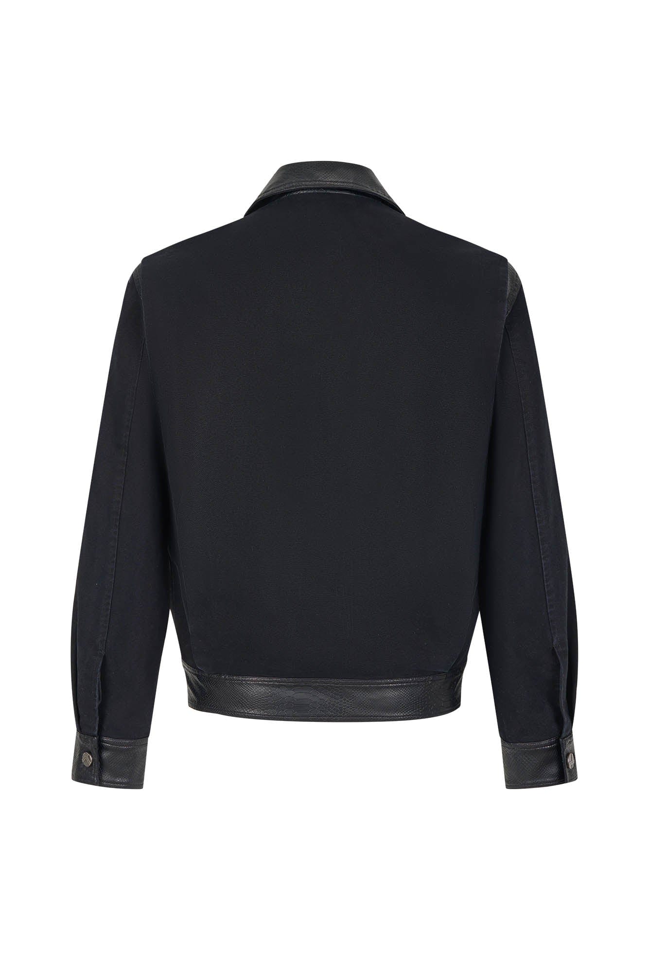 SAVAGEGROWTHWORLD Rivet Faux Leather Paneled Detroit Jacket, premium urban and streetwear designers apparel on PROJECTISR.com, SAVAGEGROWTHWORLD