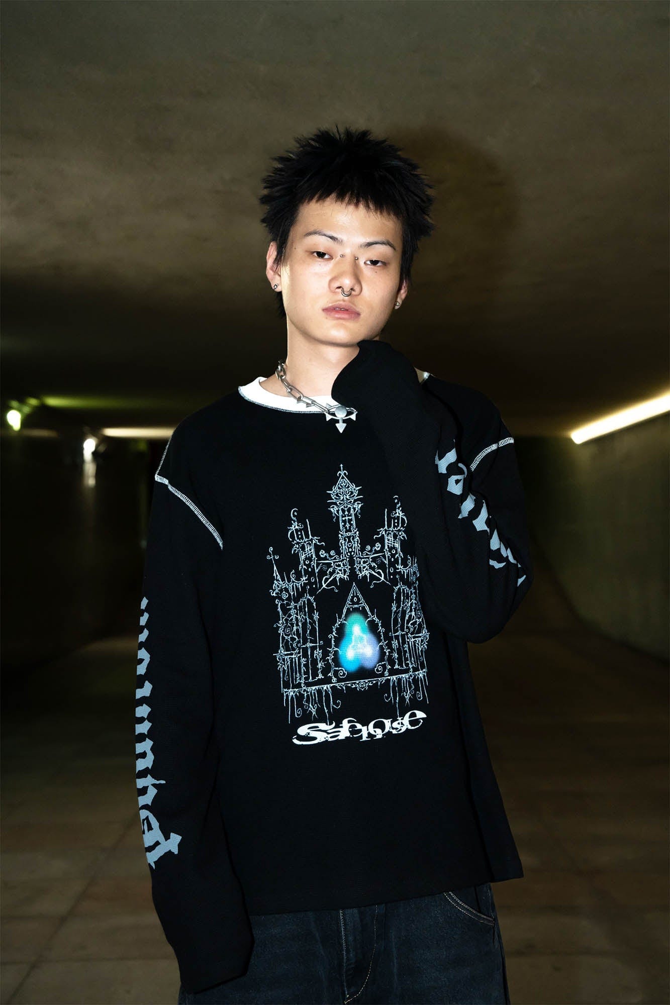 PHANTOMHUNTER Cathedral Stitch Long-Sleeve Tee