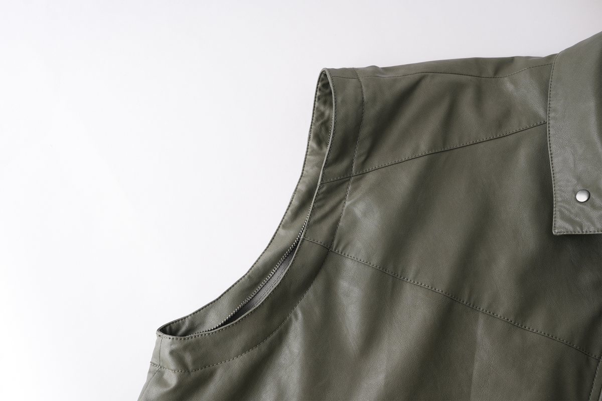 ORGANIC EMOTION Faux Leather Detachable-Sleeve Biker Jacket