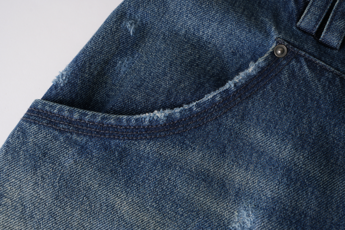 ORGANIC EMOTION Distressed Washed Patchwork Jeans