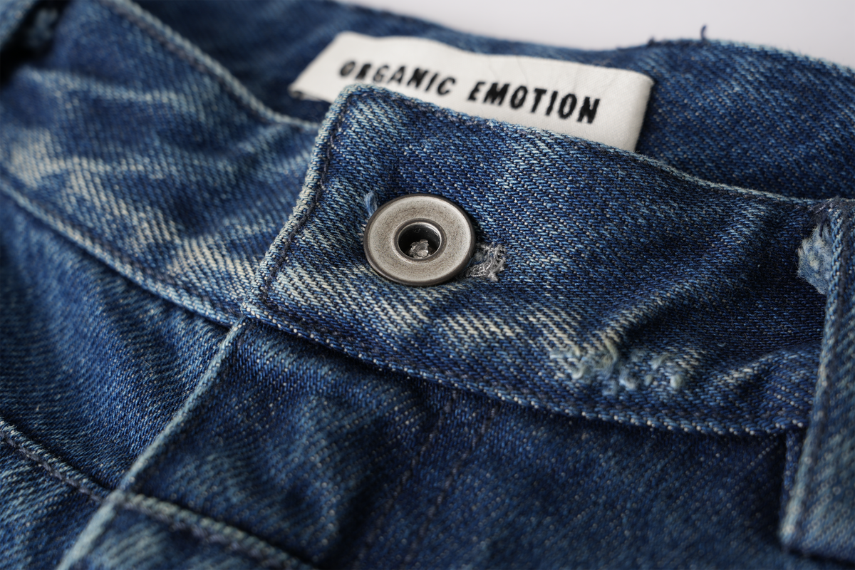 ORGANIC EMOTION Distressed Washed Patchwork Jeans
