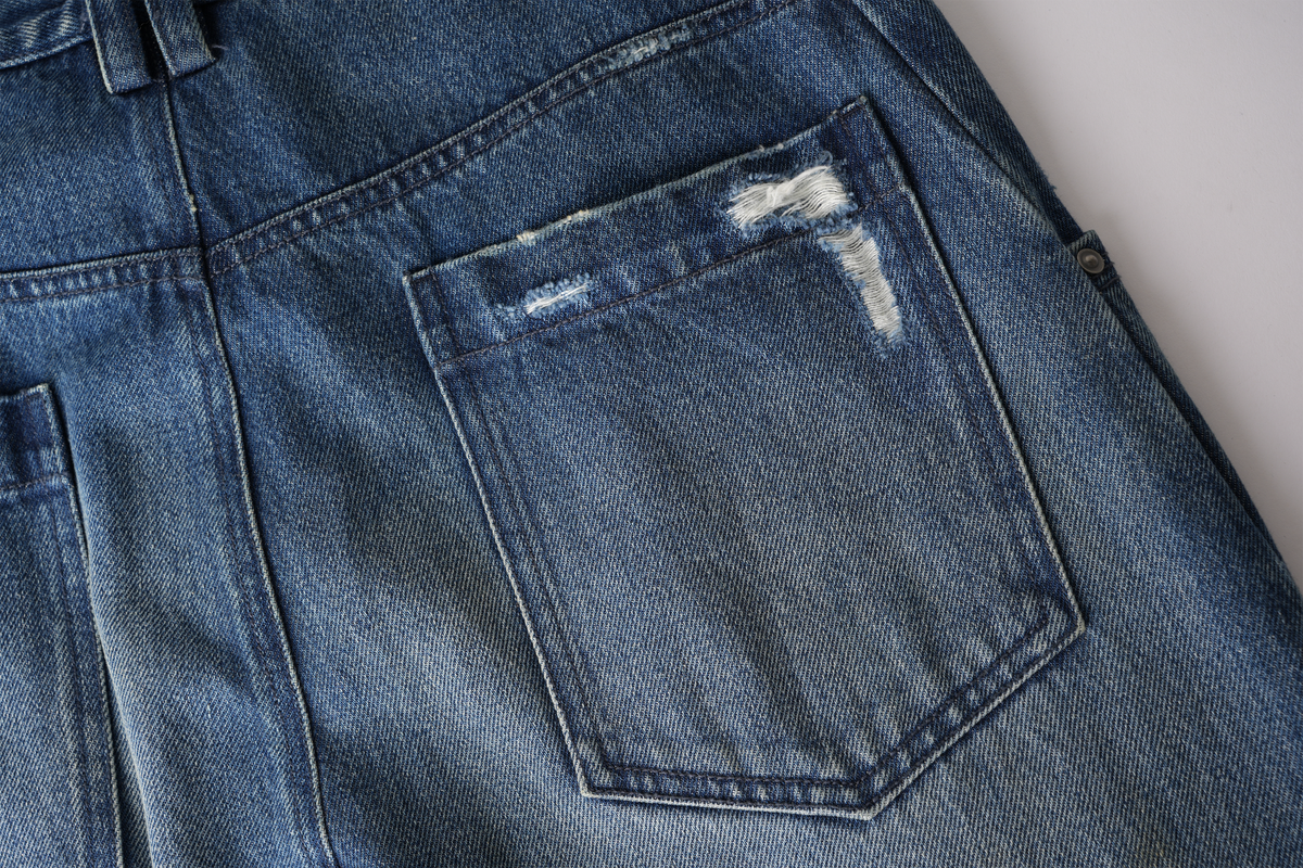 ORGANIC EMOTION Distressed Washed Patchwork Jeans