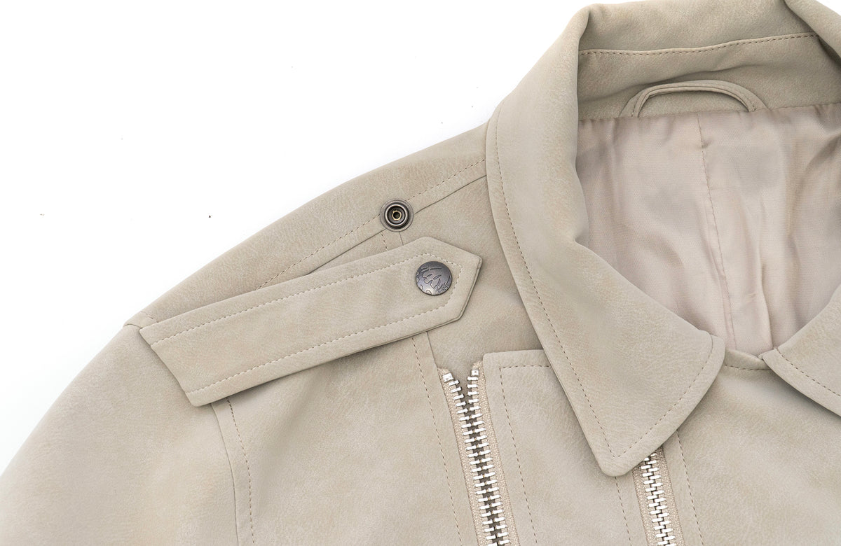 IN EXISTENCE Suede-Touch Double-Zip Biker Jacket