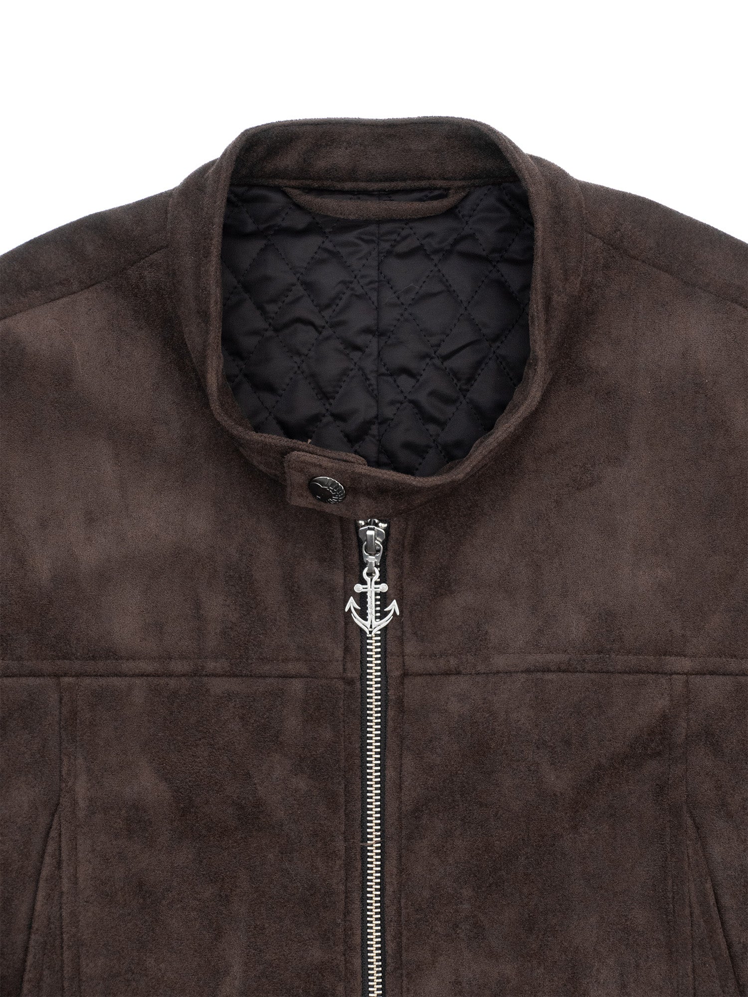 IN EXISTENCE Paneled Faux Suede Rivet Biker Jacket