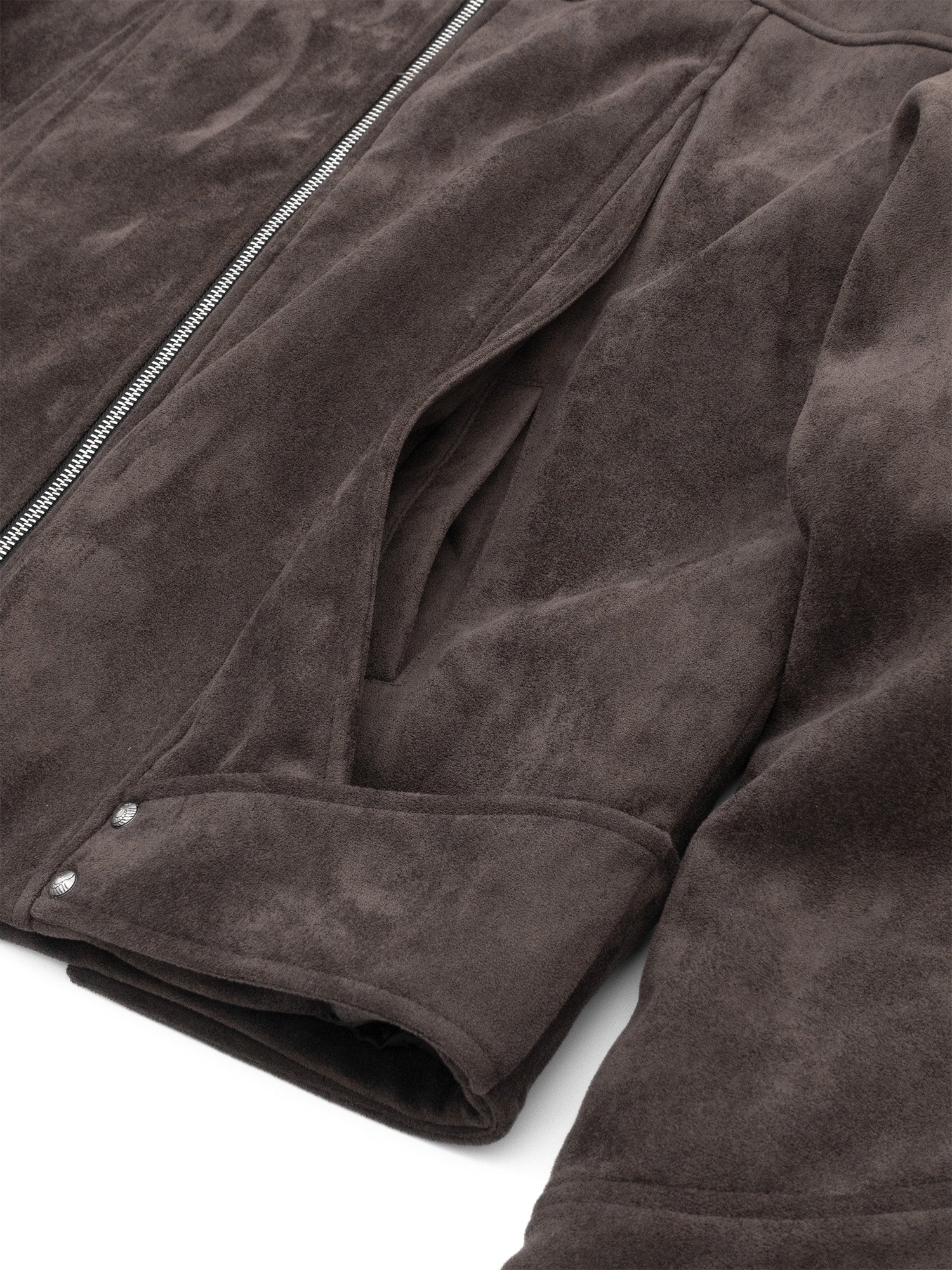 IN EXISTENCE Paneled Faux Suede Rivet Biker Jacket