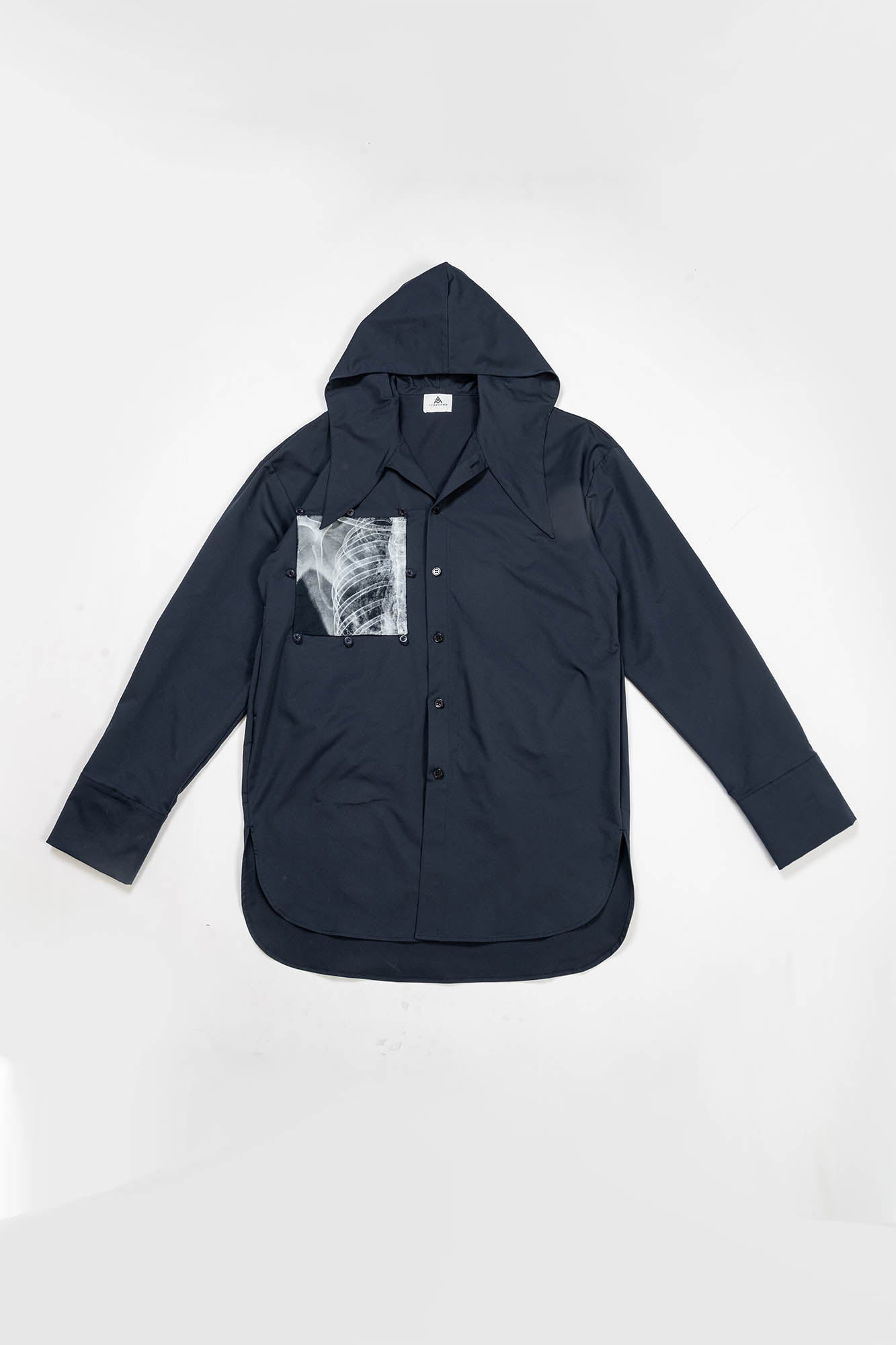 KADAKADA X-Ray Hooded Scarf Longline Shirt