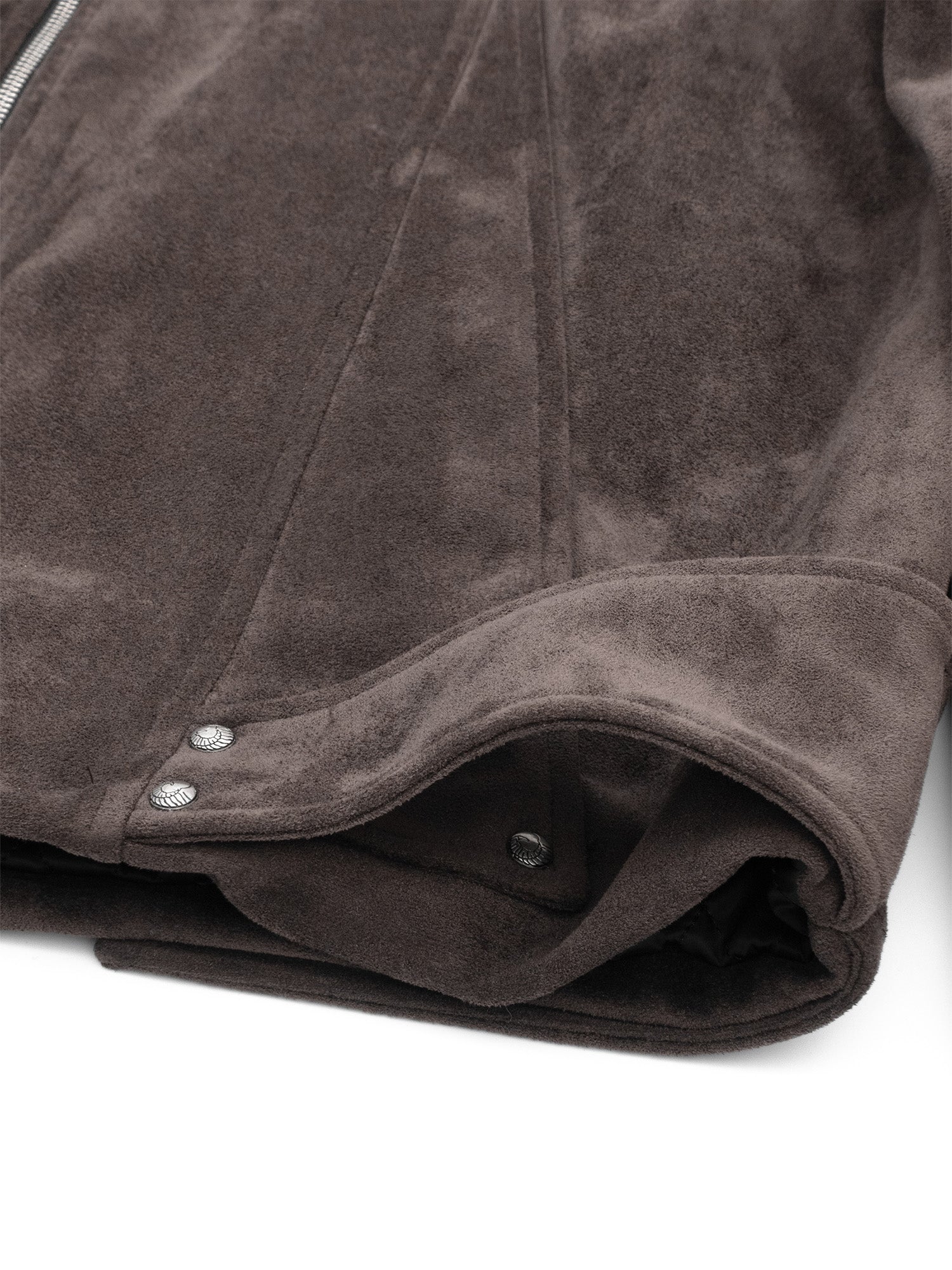 IN EXISTENCE Paneled Faux Suede Rivet Biker Jacket