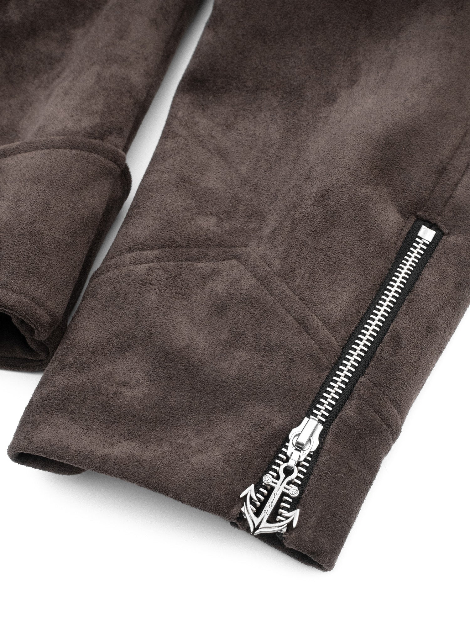 IN EXISTENCE Paneled Faux Suede Rivet Biker Jacket