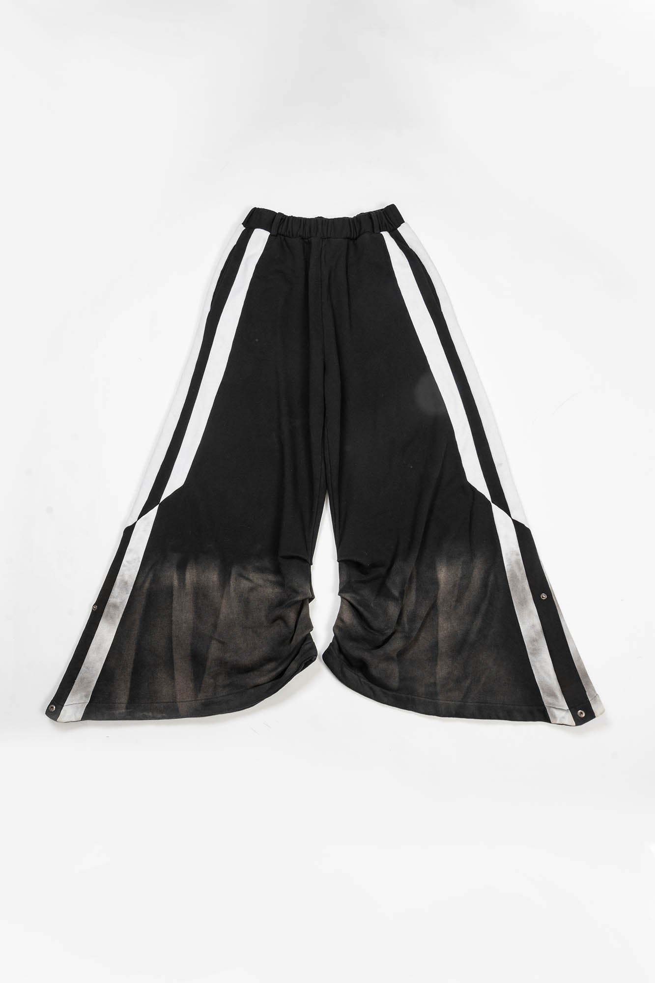 KADAKADA Distressed Three-Stripe Wide-Leg Track Pants