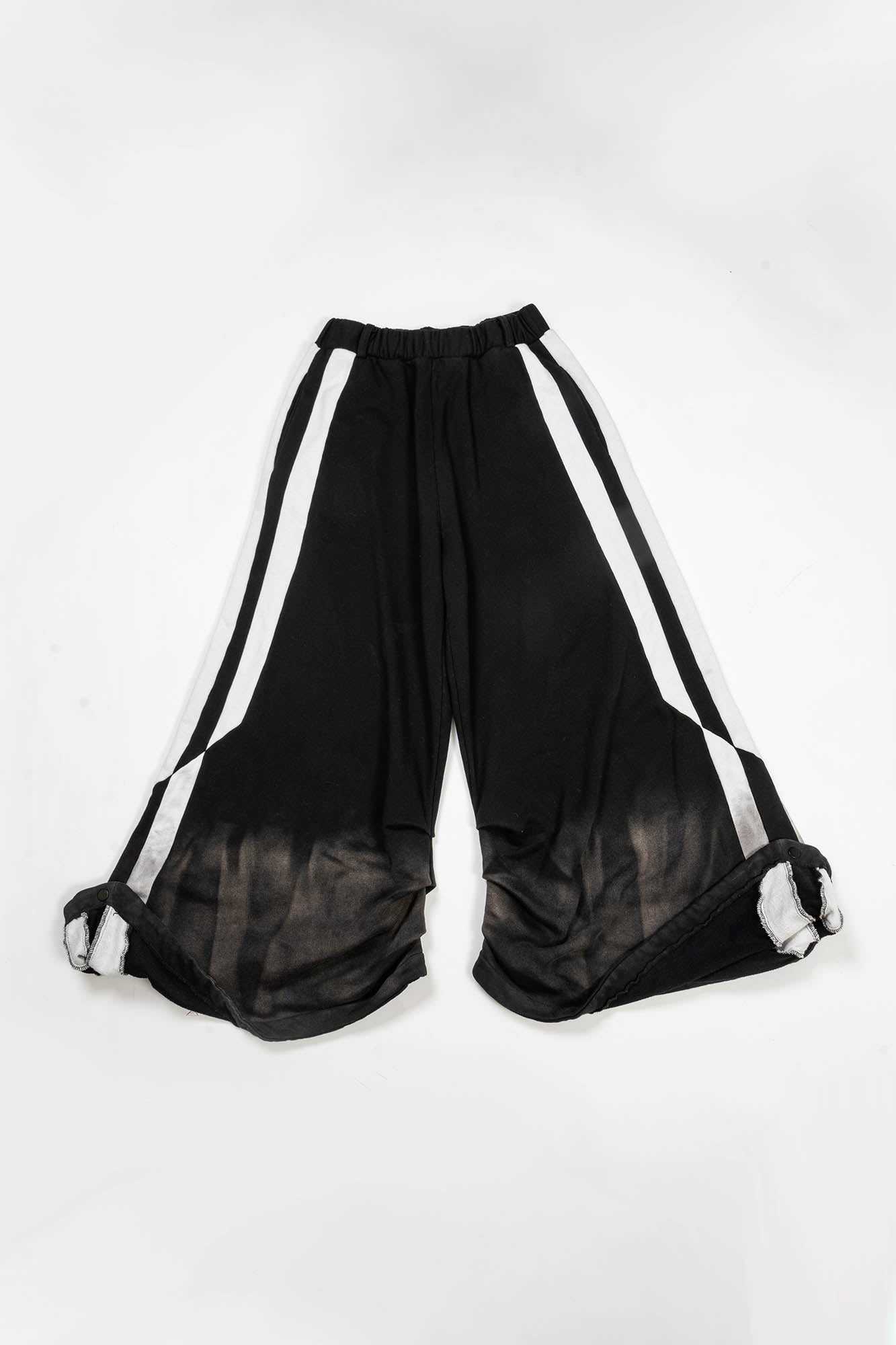 KADAKADA Distressed Three-Stripe Wide-Leg Track Pants